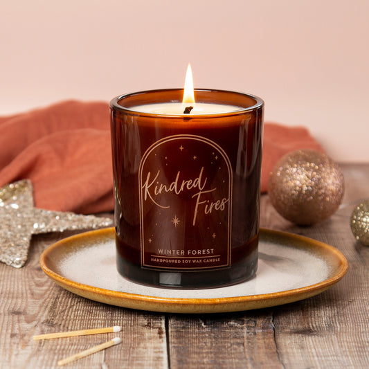 Winter Forest Scented Candle Large Amber 'Glow Through' Candle