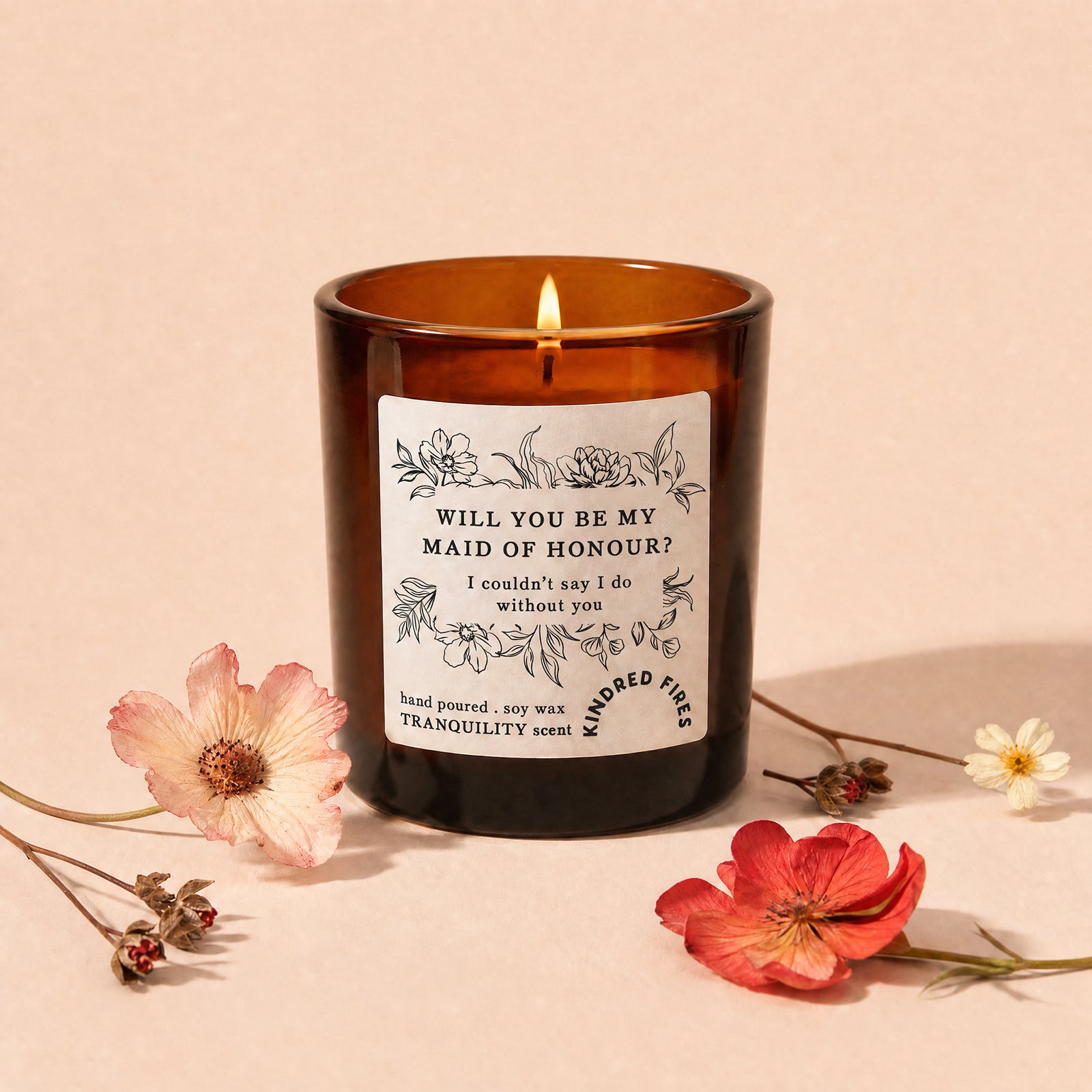 Wedding Gift Be My Bridesmaid Wildflower Candle Refillable Luxury Box Gift-Ready