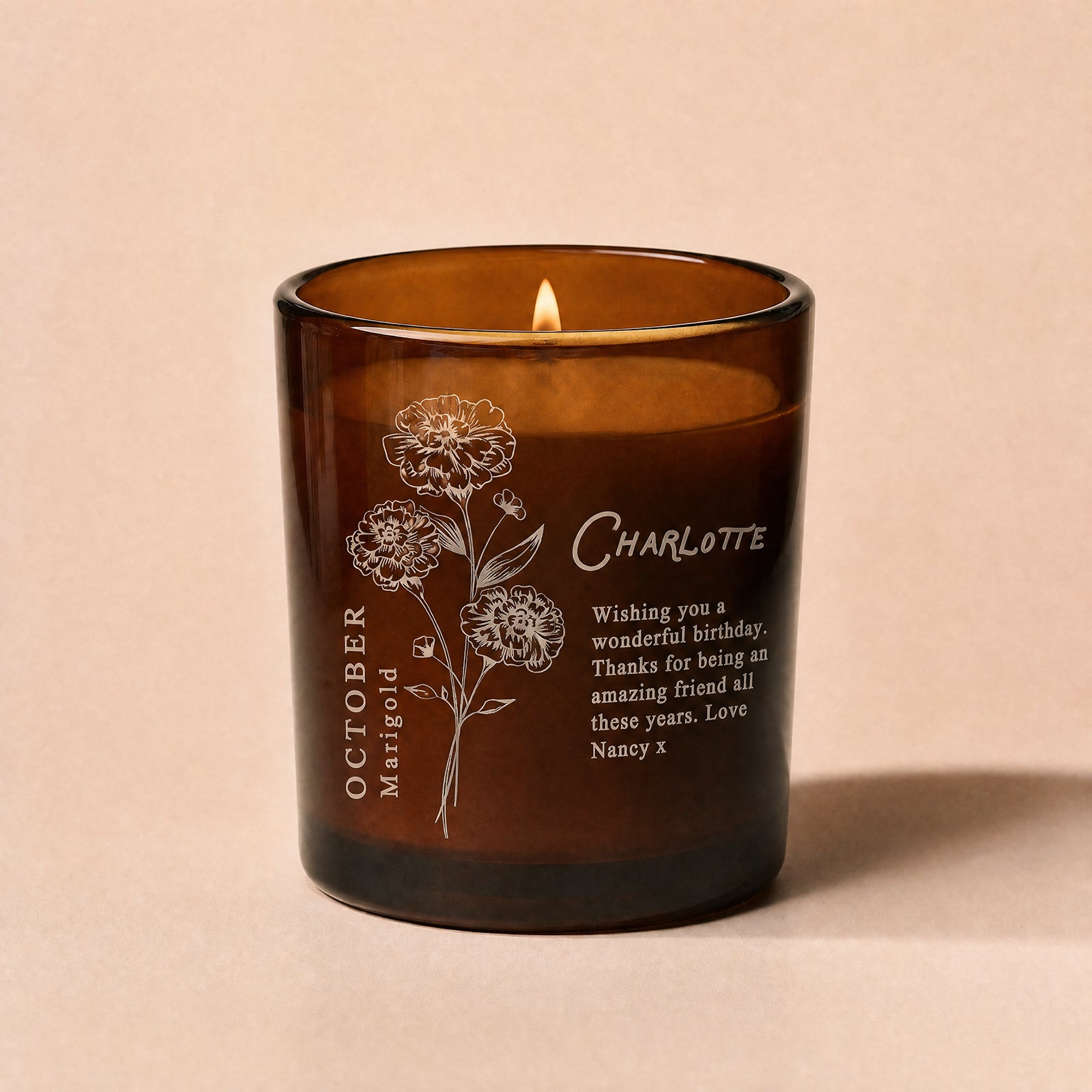 Birthday Gift Personalised Birth Flower Candle for Her – Luxury Gift Box, Ready to Gift UK