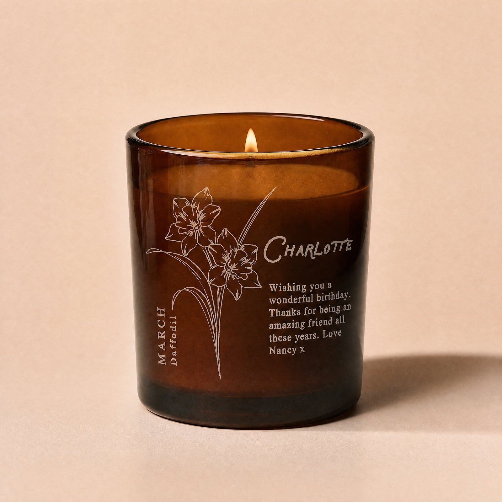 Birthday Gift Personalised Birth Flower Candle for Her – Luxury Gift Box, Ready to Gift UK