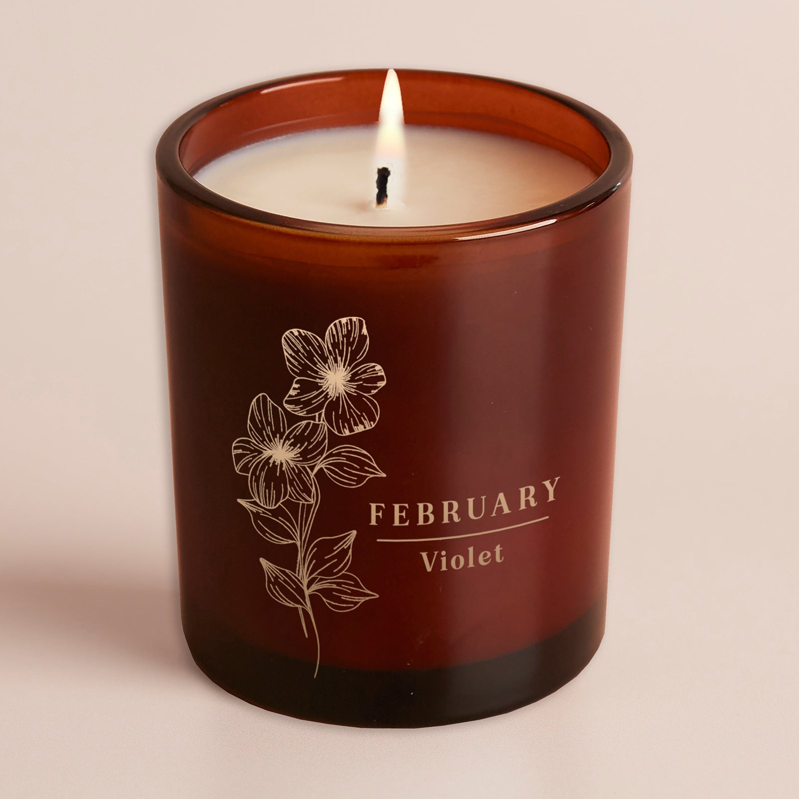 Birth Flower Gift Candle – Engraved Amber Glow Candle in Luxury Gift Box for Birthday or Thanks
