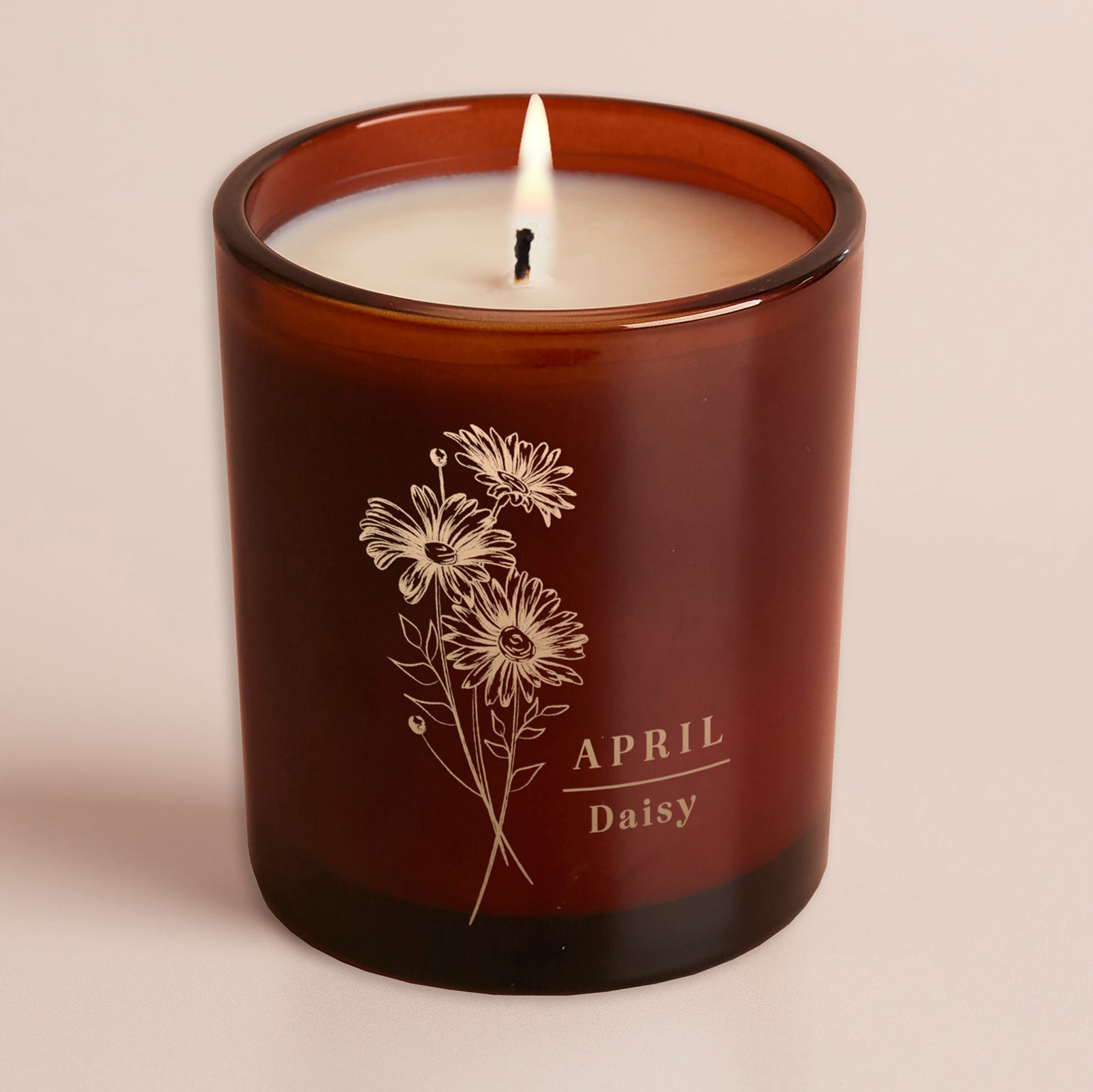 Birth Flower Gift Candle – Engraved Amber Glow Candle in Luxury Gift Box for Birthday or Thanks