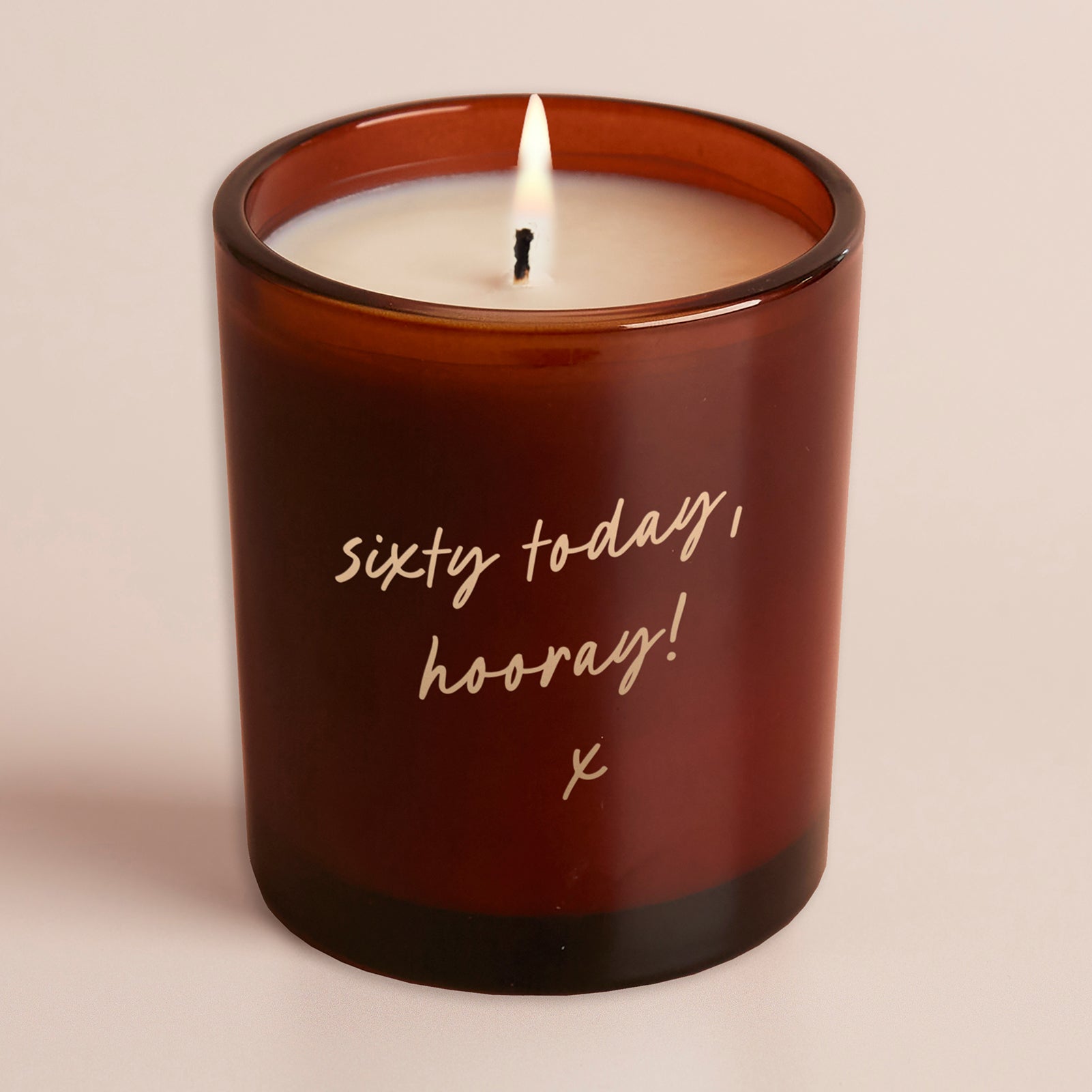 Birthday Gift Any Age Hooray Amber Glow Engraved Scented Candle in Luxury Gift Box