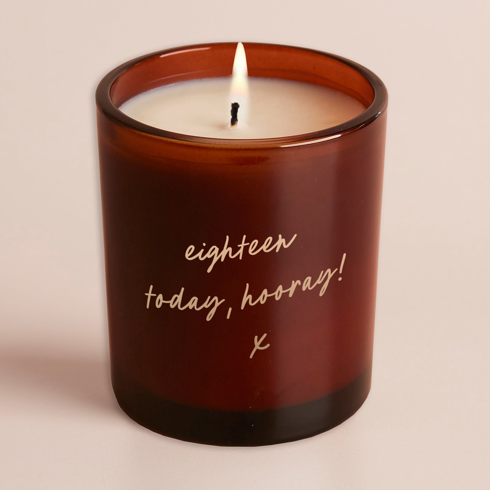 Birthday Gift Any Age Hooray Amber Glow Engraved Scented Candle in Luxury Gift Box