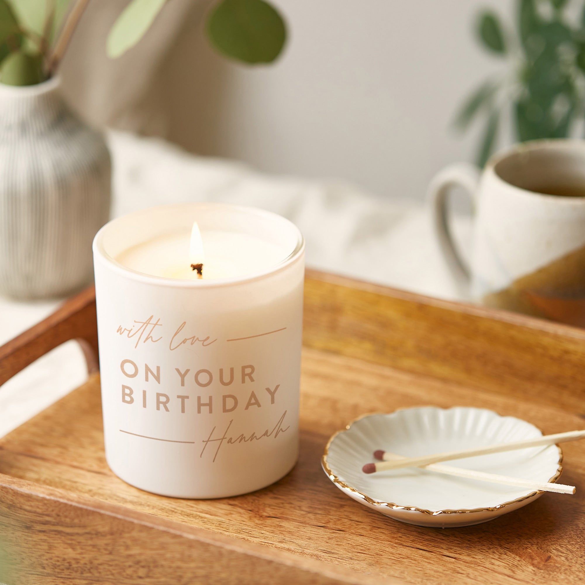 Birthday Gift Engraved Candle for Her – Luxury Gift-Ready Packaging, Unique Glow Design