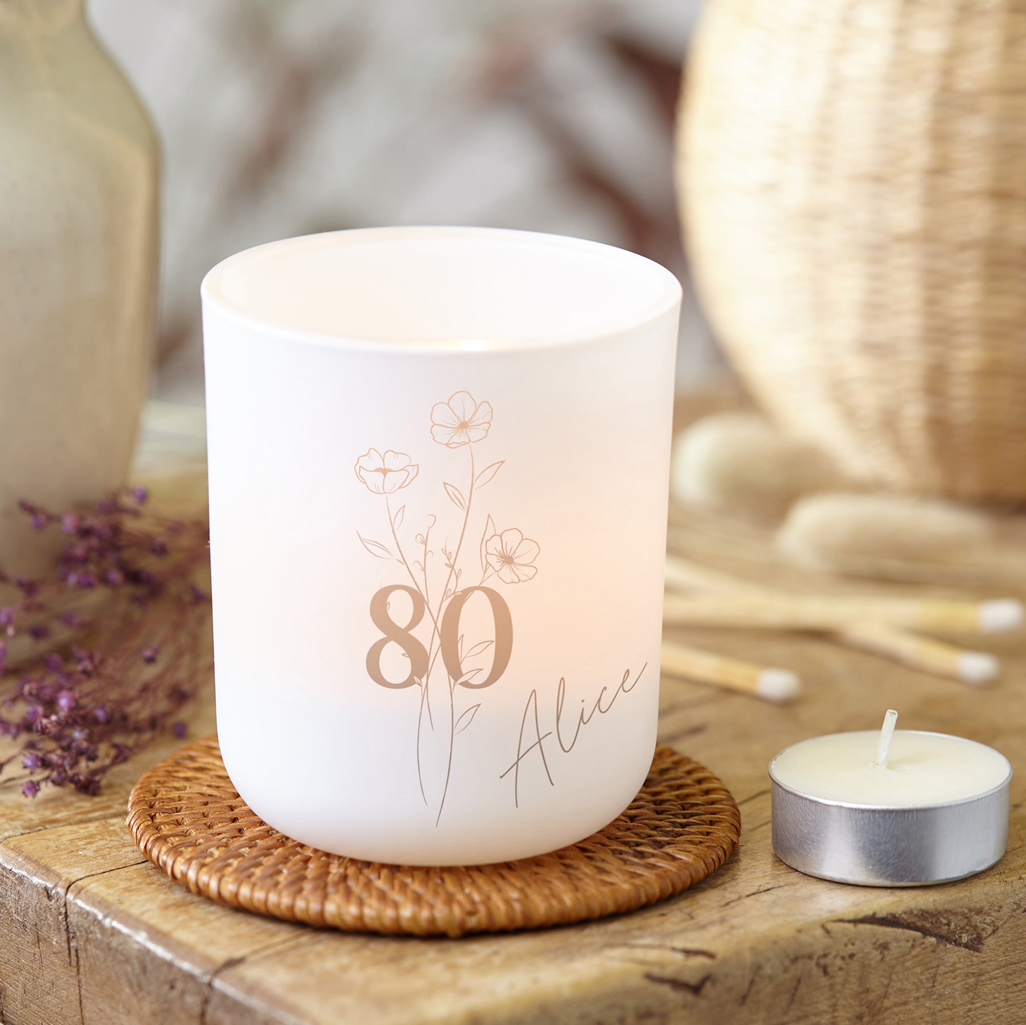 Birthday Gift for Her Engraved Tea Light Holder with Candles in Luxury Gift Box Ready to Give
