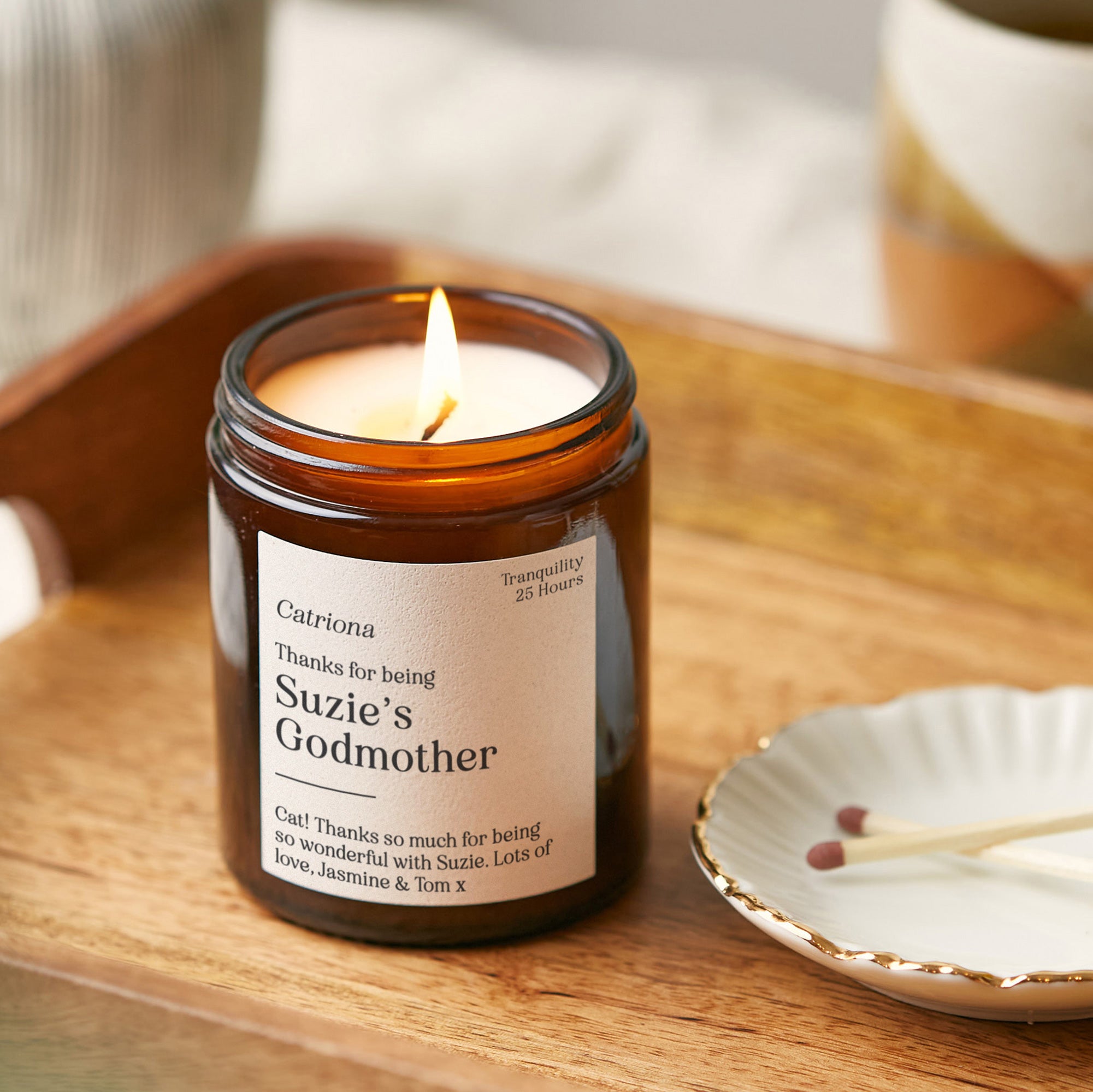 Christening Gift Thank You Godmother Candle – Luxury Gift-Ready Packaging Included