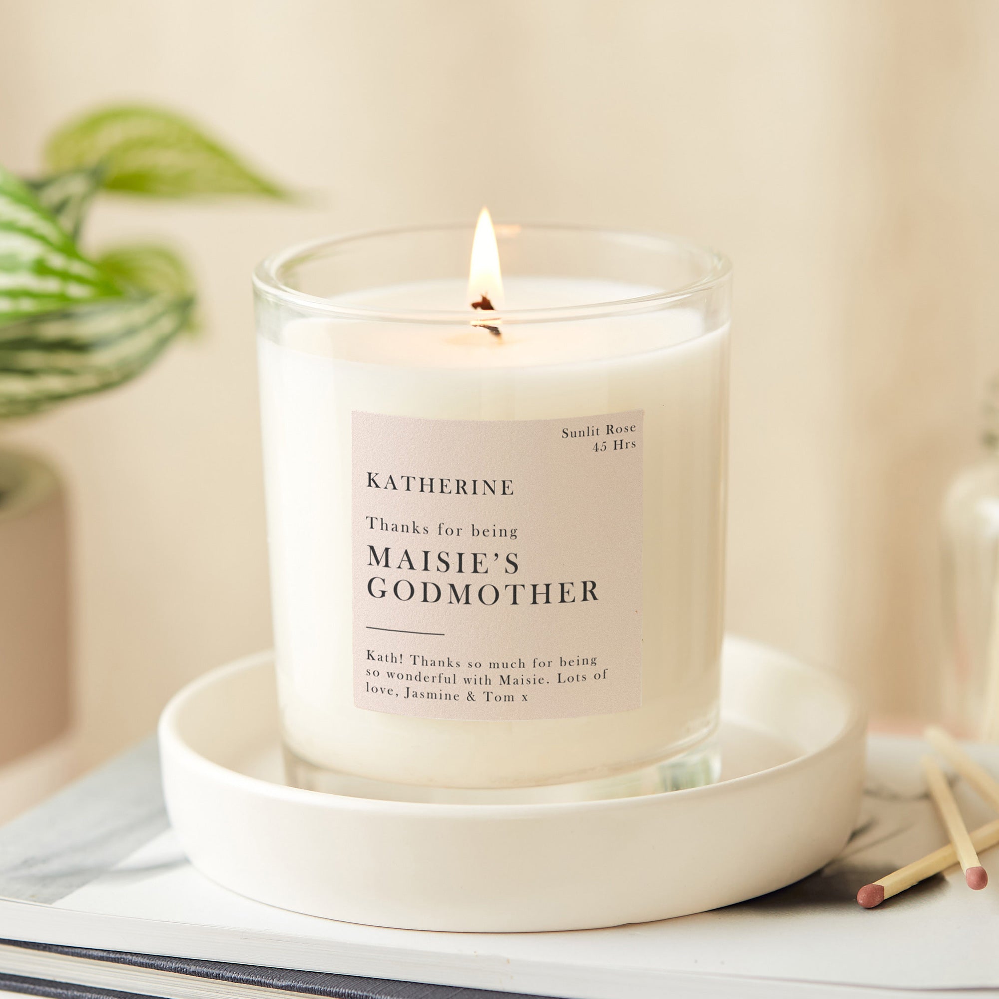 Christening Thank You Gift for Godmother Candle in Luxury Gift-Ready Packaging