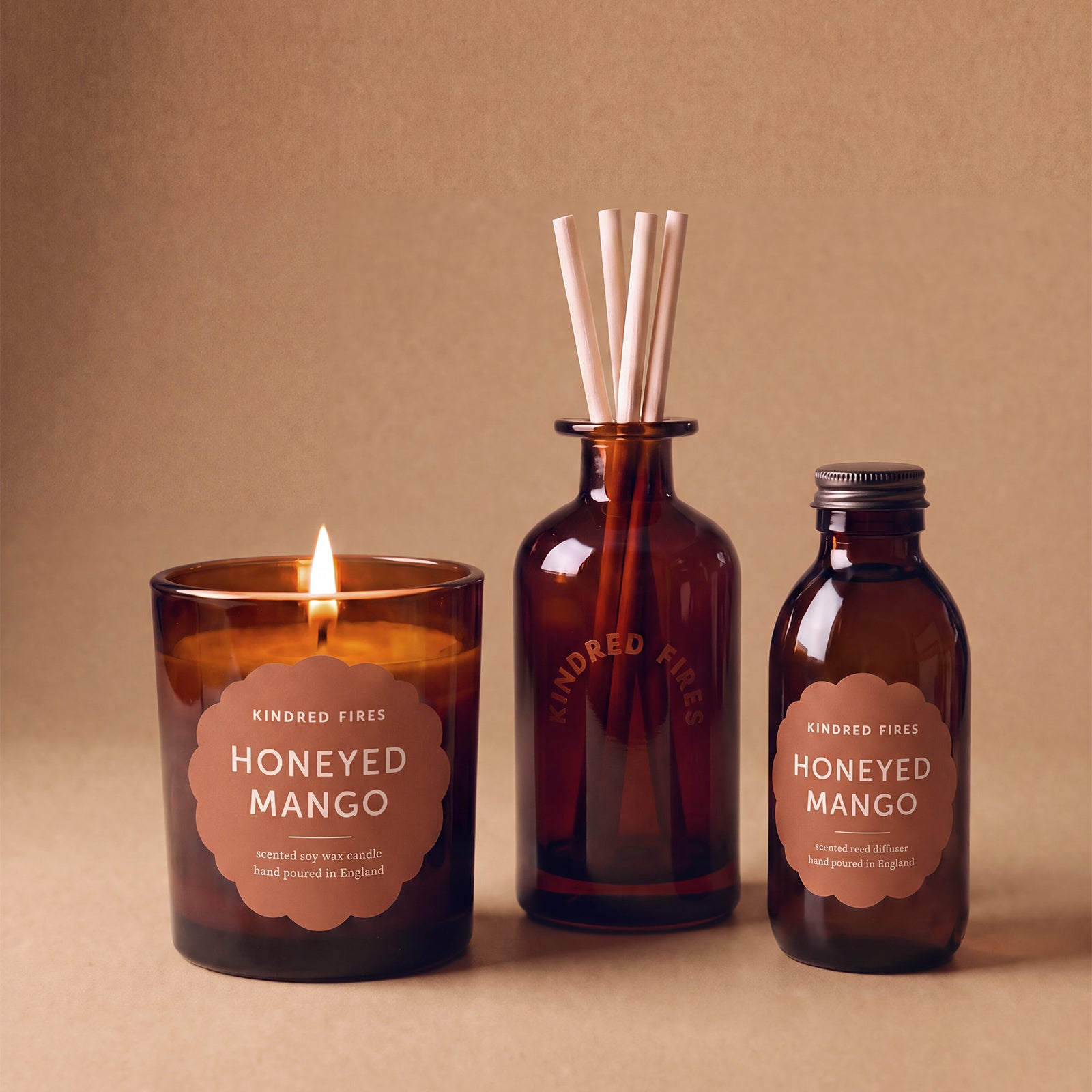 Honeyed Mango Large Refillable Soy Candle & Reed Diffuser Bundle