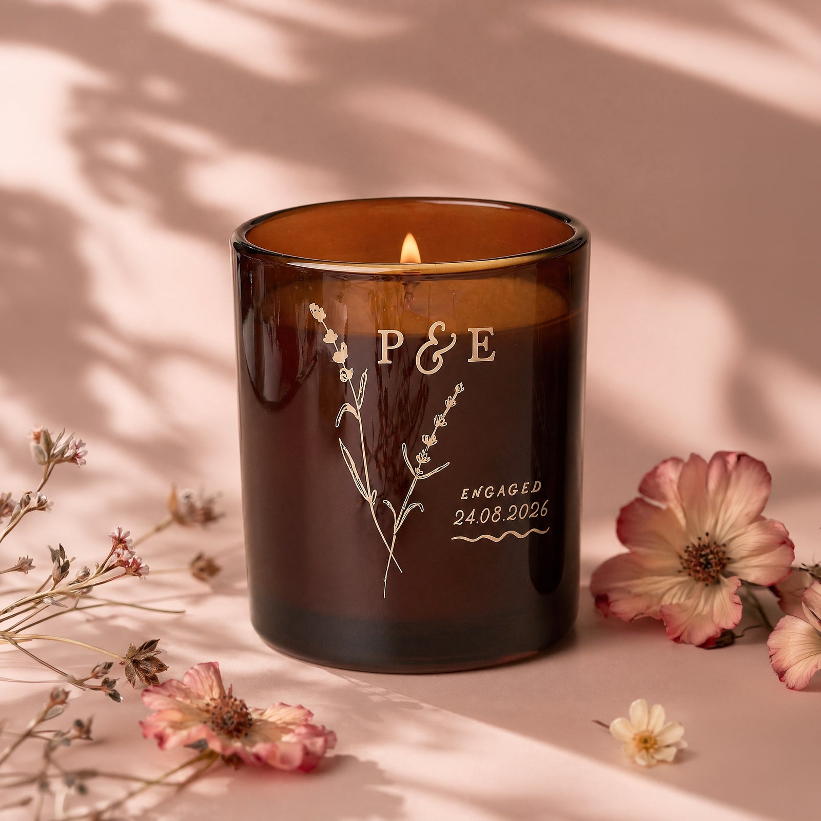 Engagement Gift Candle with Initials – Personalised, Refillable, Luxury Gift-Ready Box