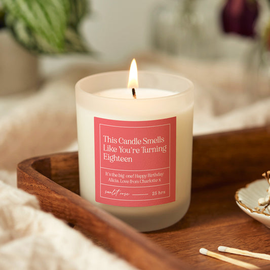18th Birthday Gift for Her Turning 18 Pink Scented Candle