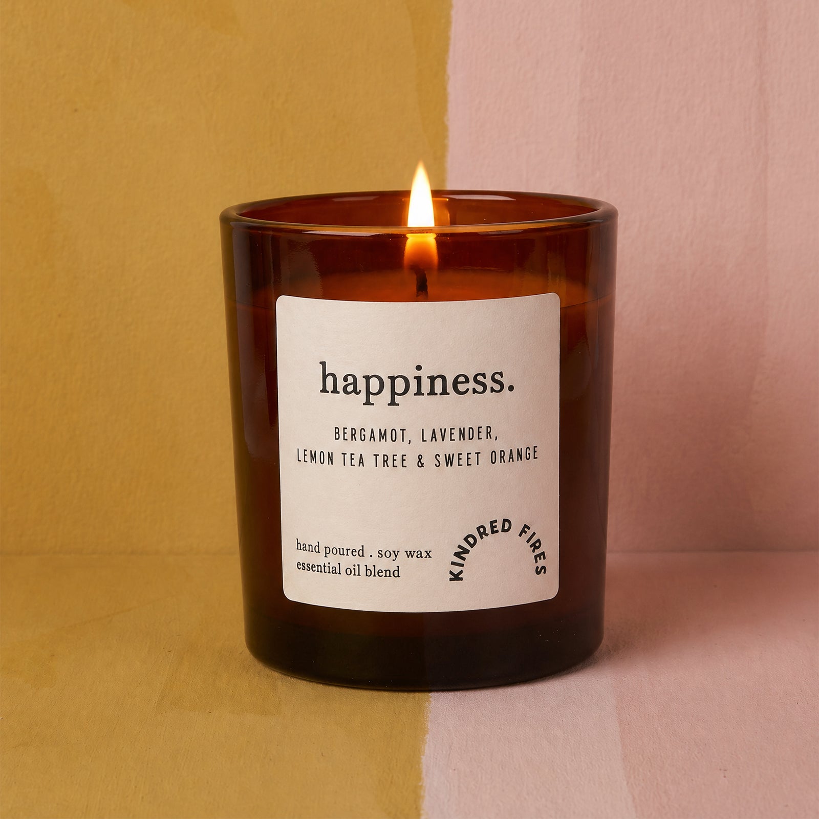 Happiness Essential Oil Blend Glass Aromatherapy Scented Candle