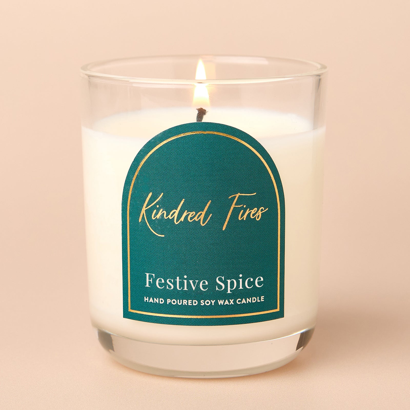 Holiday Gift Festive Spice Scented Clear Candle with Essential Oils in Luxury Gift Box