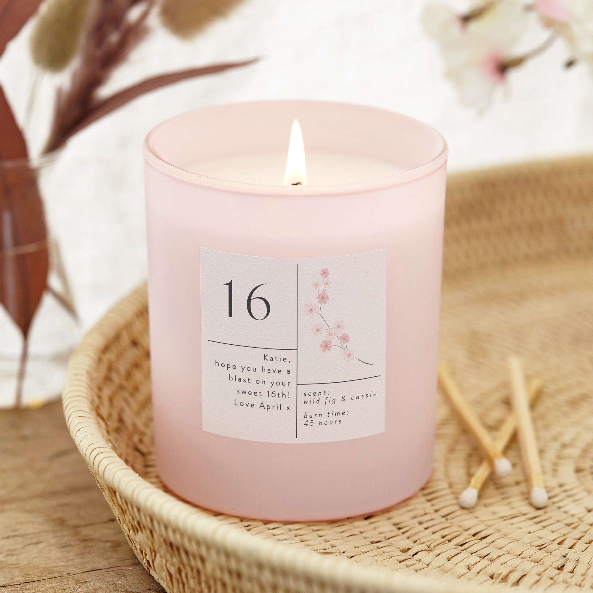 Birthday Gift for Her Any Age Blossom Pink Candle in Luxury Gift-Ready Packaging