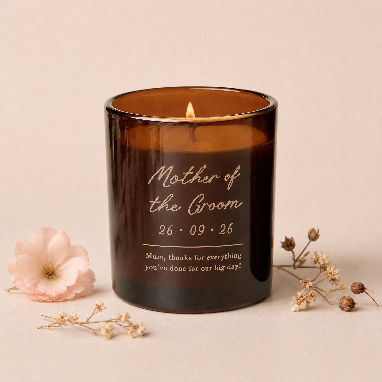 Mother of the Groom Thank You Wedding Gift Candle – Personalised, Refillable, Luxury Box