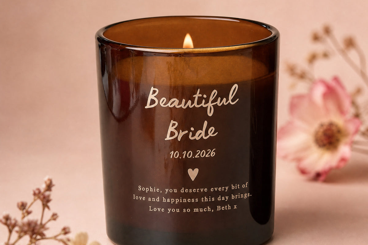 Wedding & Engagement Gift Beautiful Bride Message Candle in Luxury Gift Box, Refillable