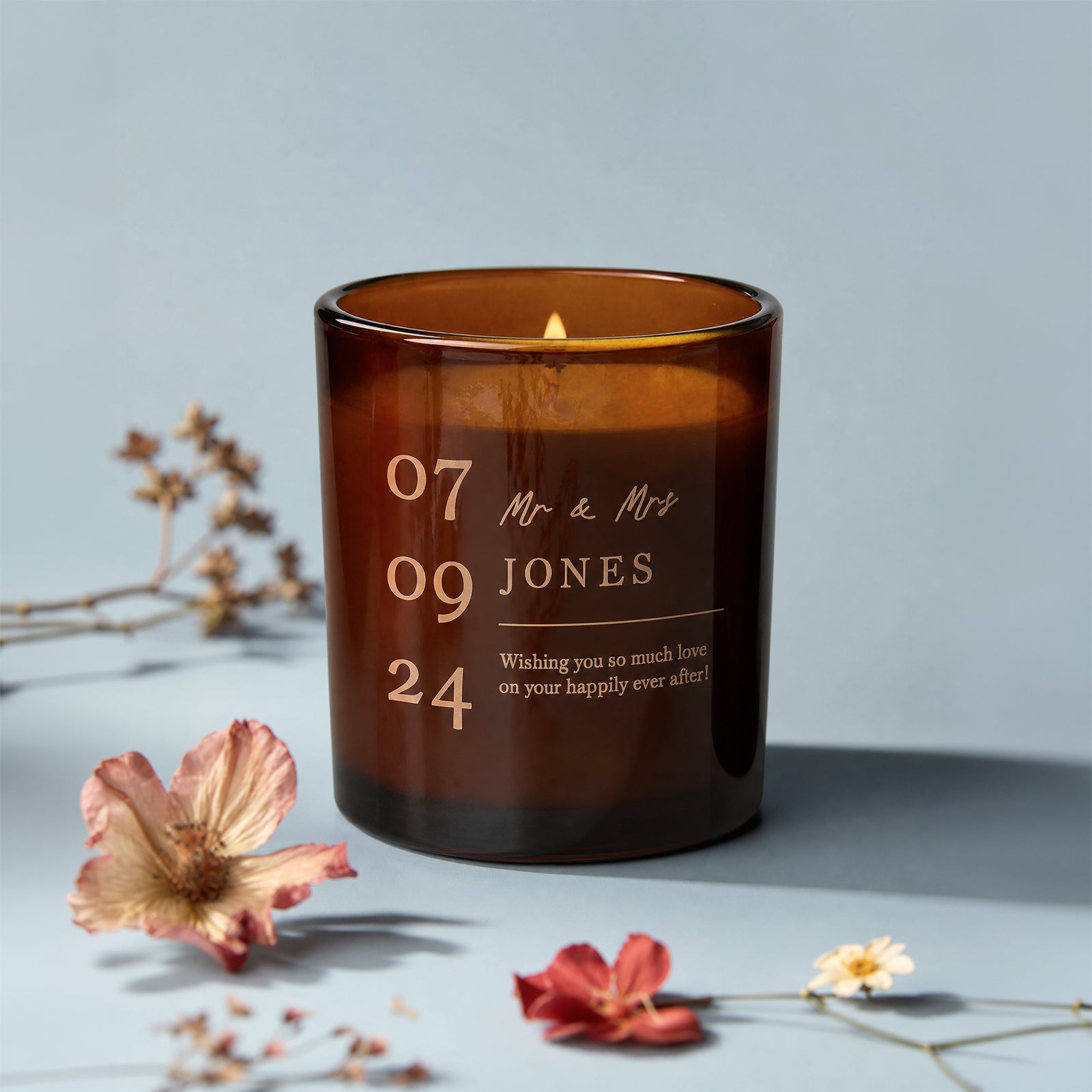 Wedding Gift Personalised Wedding Date Candle in Luxury Gift Box – Refillable & Unique