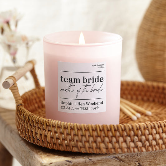 Mother of the Bride Hen Party Gift Scented Pink Candle