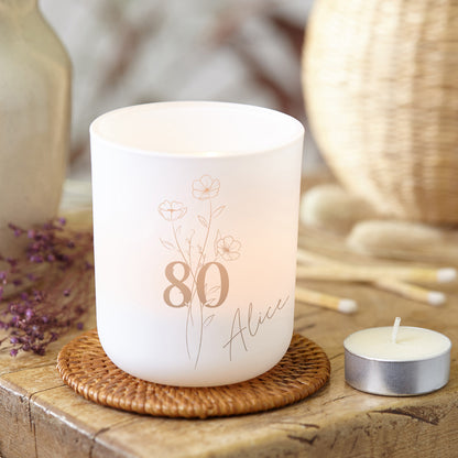80th Birthday Gift for Her Luxury Tea Light Holder with Candles