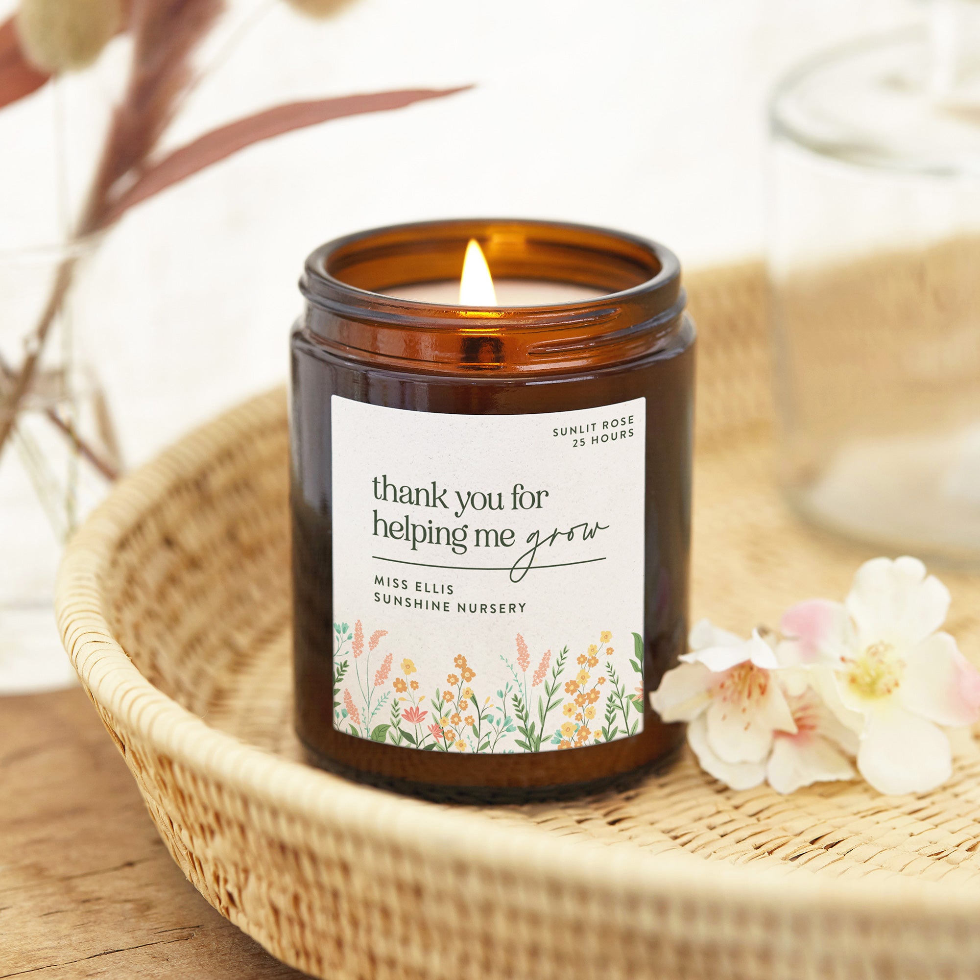 Thank You Gift Nursery Teacher Personalised Soy Wax Candle Luxury Gift Box Ready