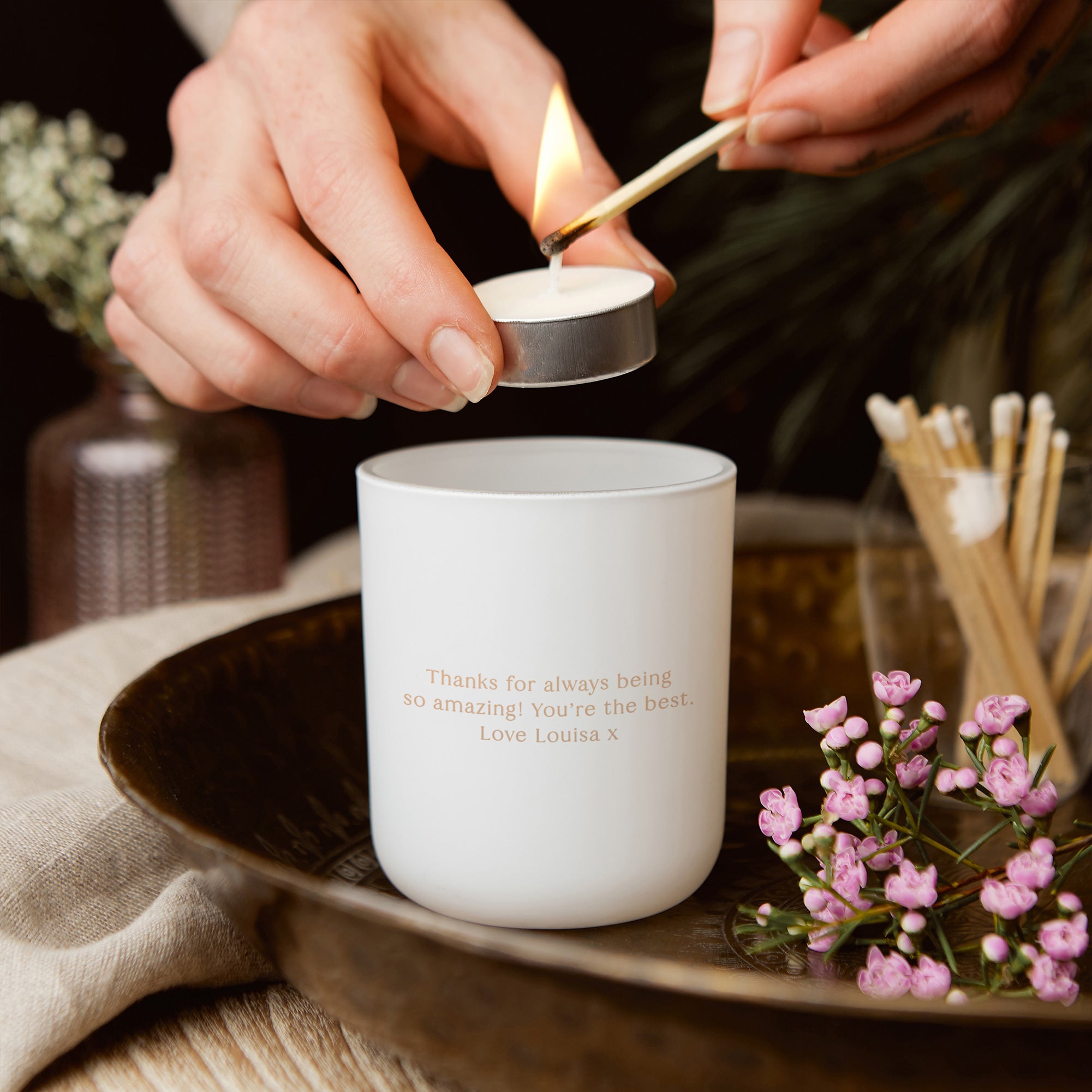 Thank You Gift You're One In A Million Tea Light Holder Personalised Keepsake Luxury Box