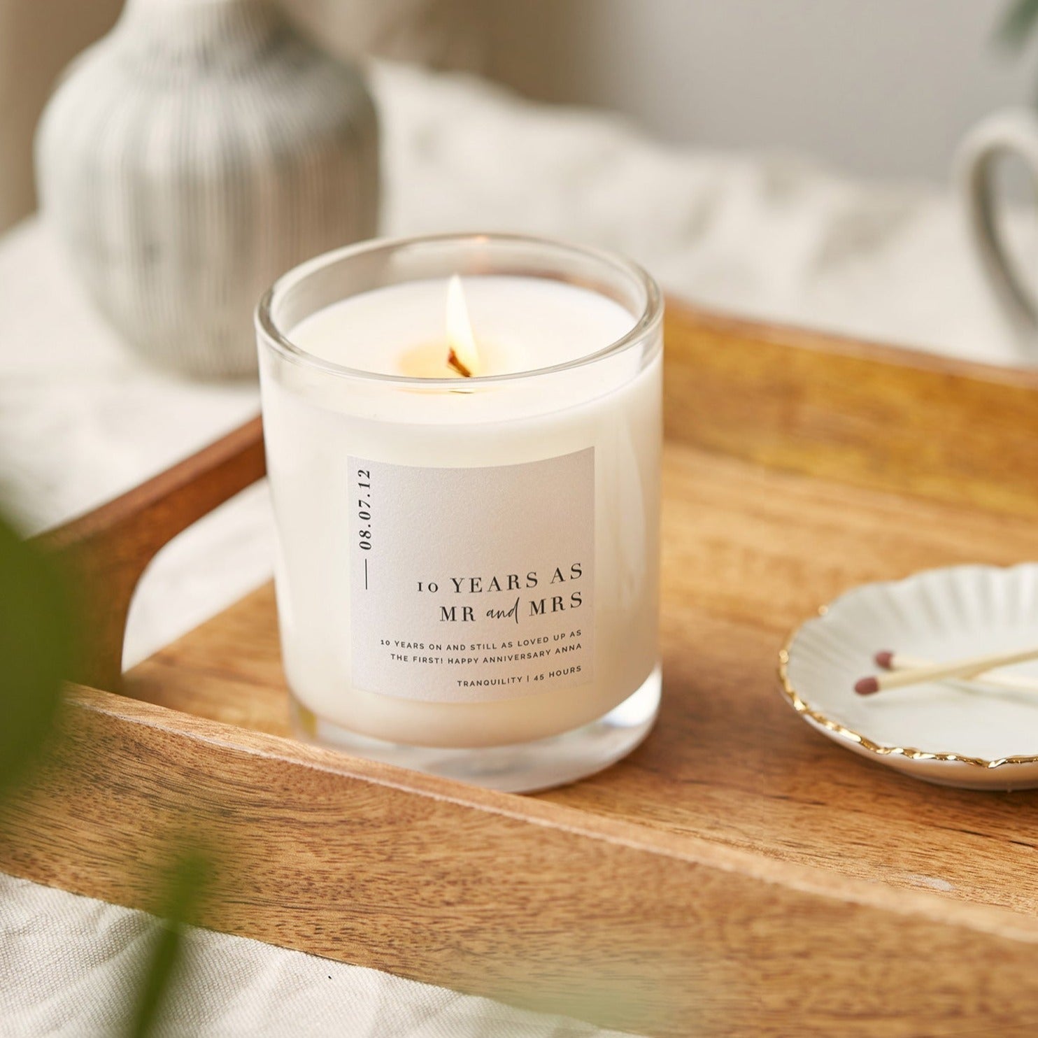 10th Anniversary Gift Candle for Couples – Personalised Soy Wax Candle in Luxury Box