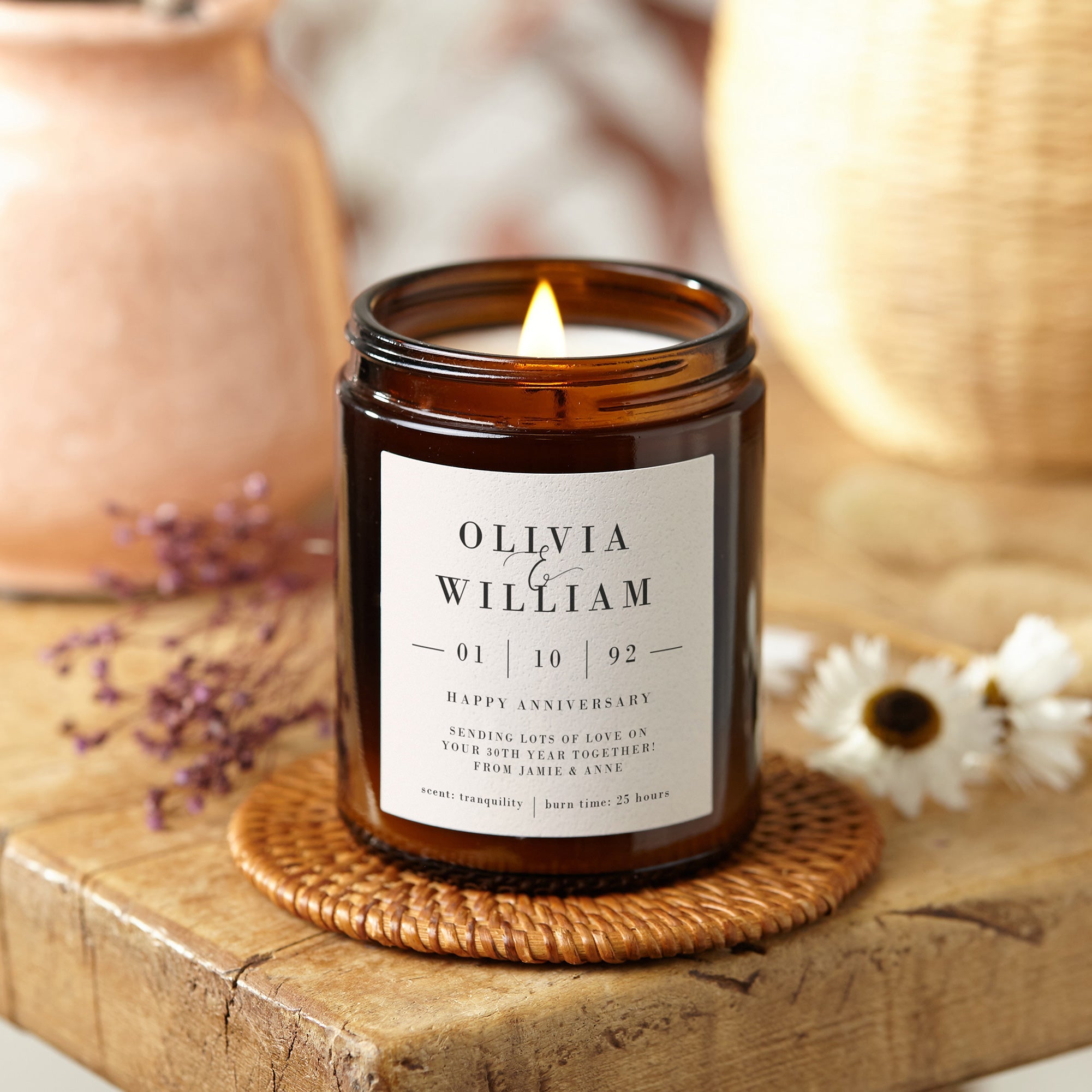 30th Anniversary Gift Candle Personalised Soy Wax in Luxury Gift Box for Wedding & More