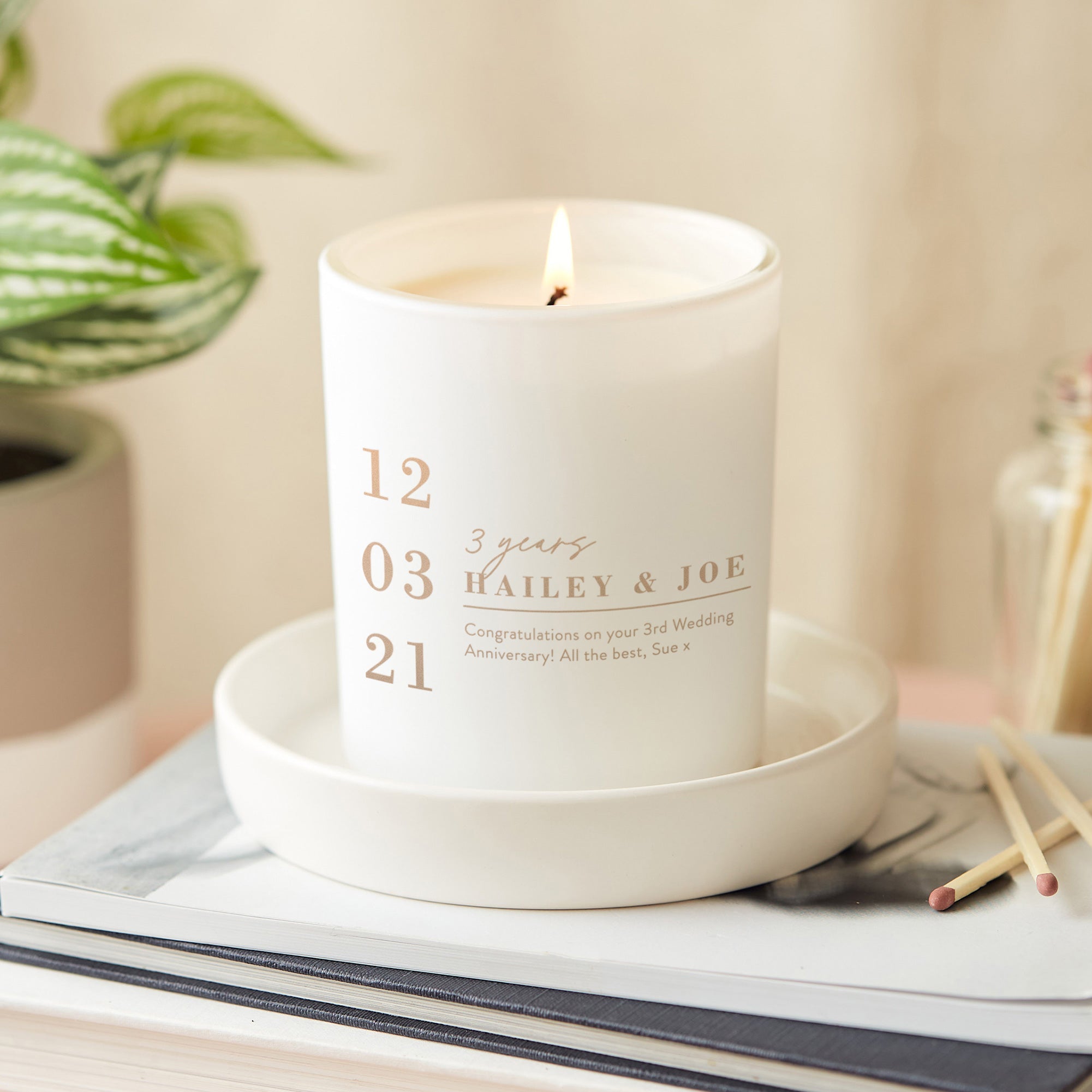 Anniversary Gift Engraved Candle Any Years Luxury Matte Finish Gift Ready in Box