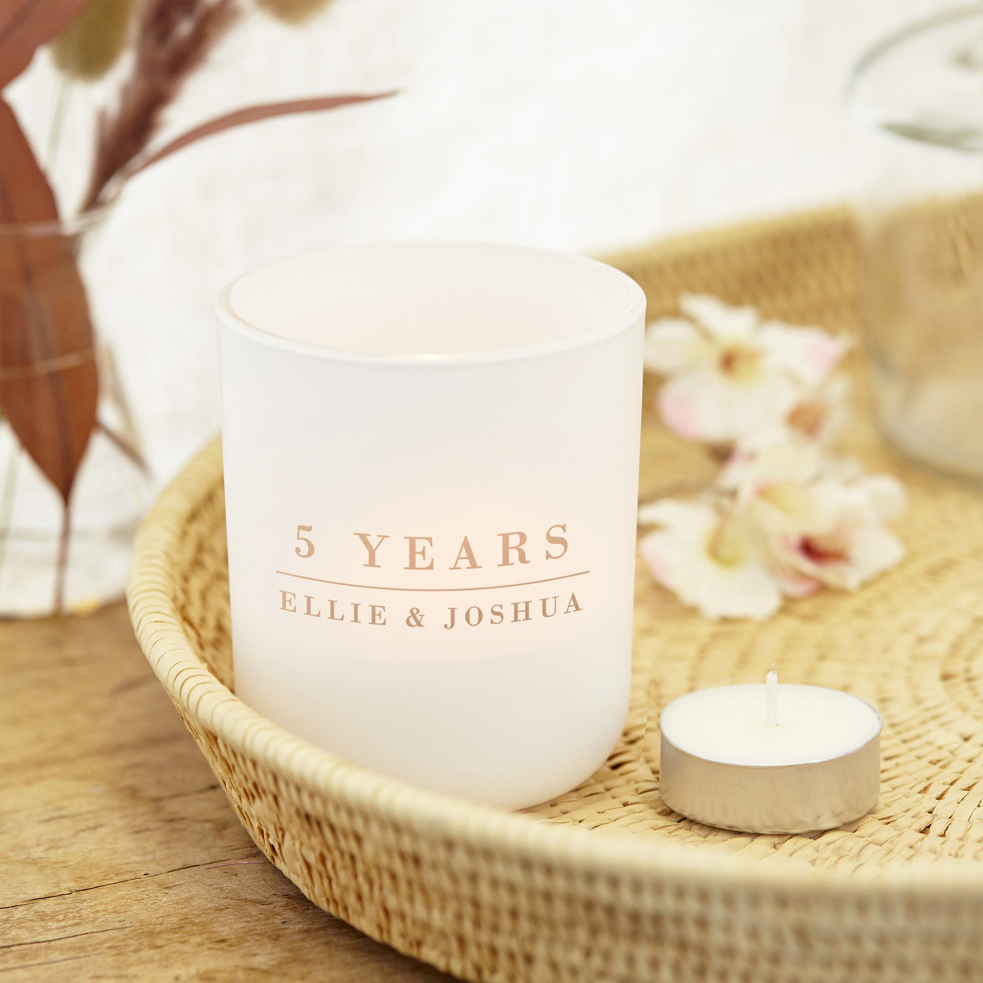 Anniversary Gift Tea Light Holder with Candles – Any Years Wedding or Birthday Gift in Luxury Box