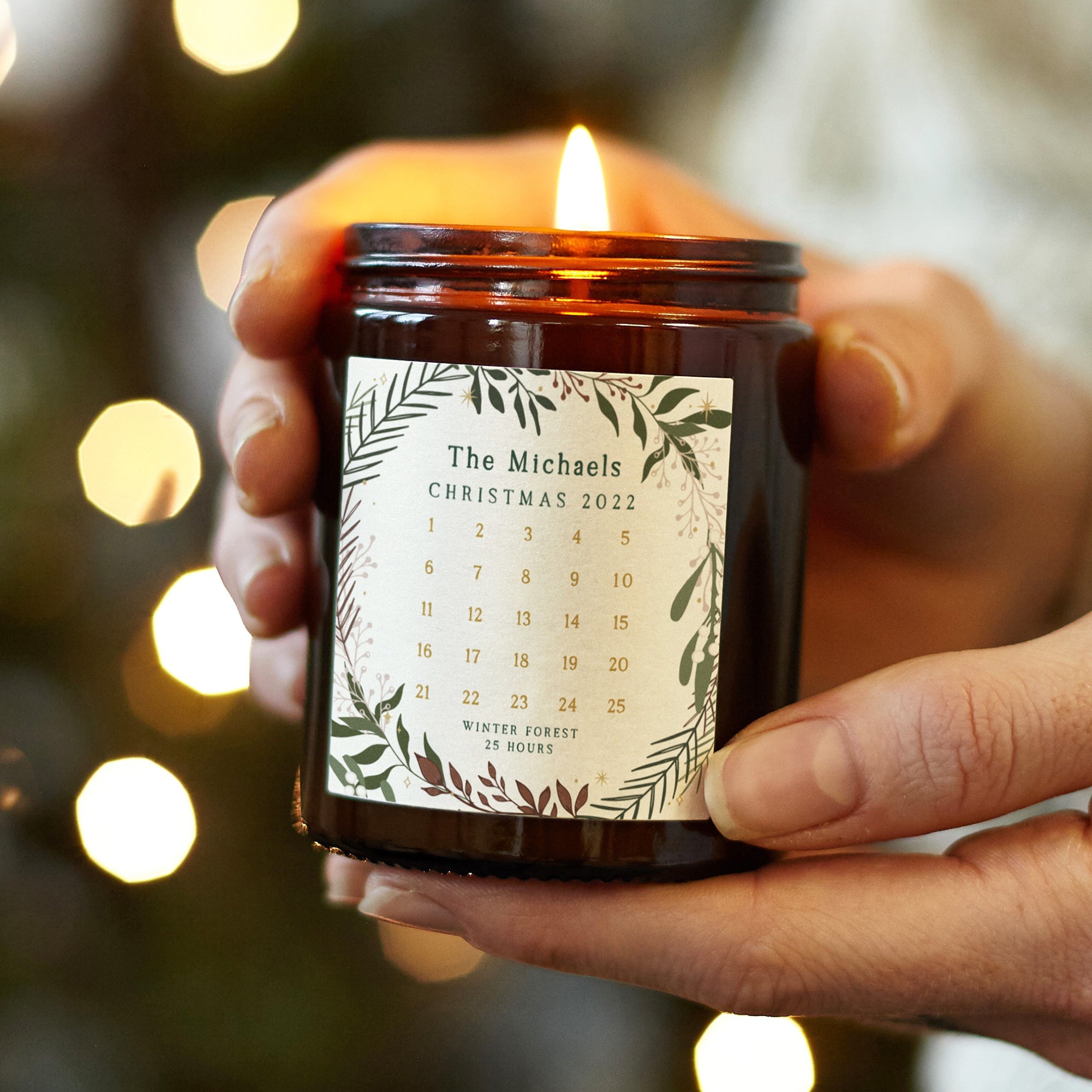 Christmas Gift Botanical Advent Calendar Candle with Festive Wreath Scent in Luxury Box