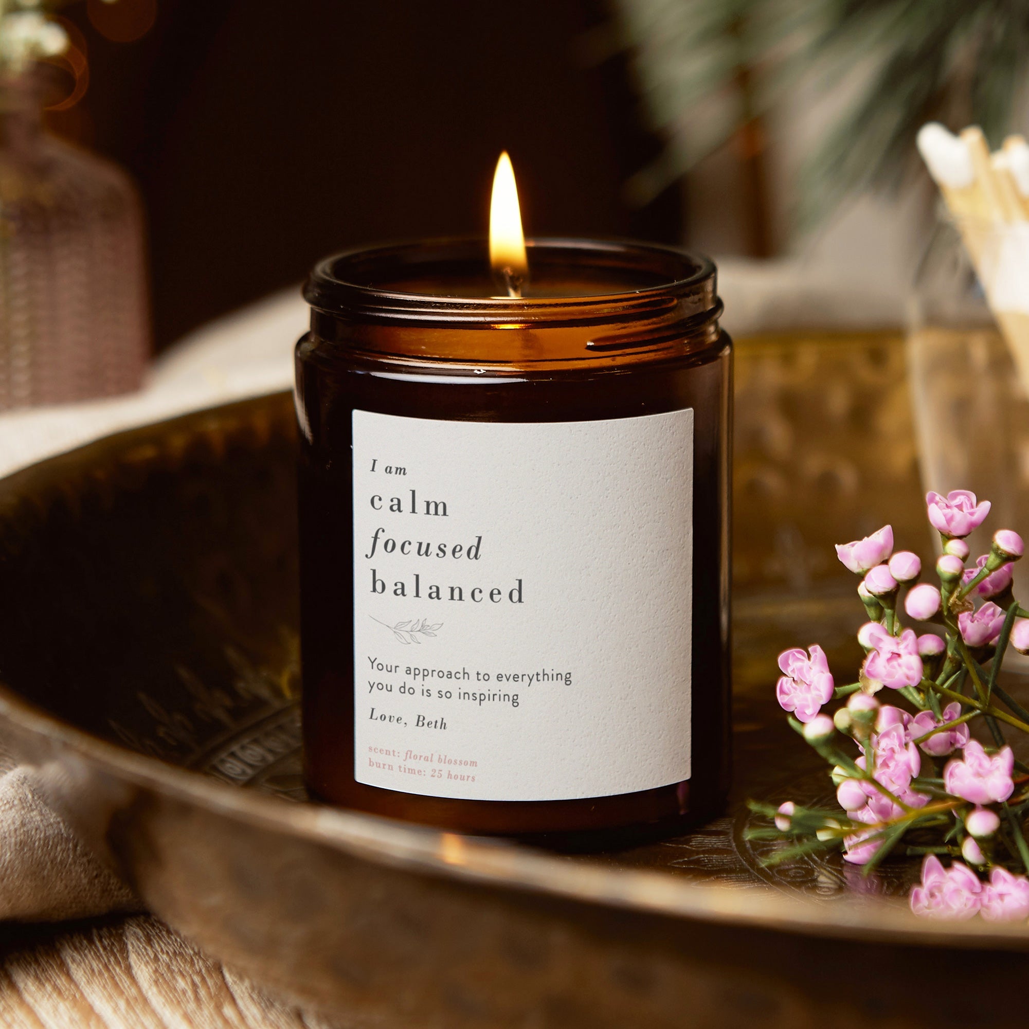 Thank You Gift Calm Focused Balanced Mindfulness Jar Candle Soy Wax Luxury Box Gift