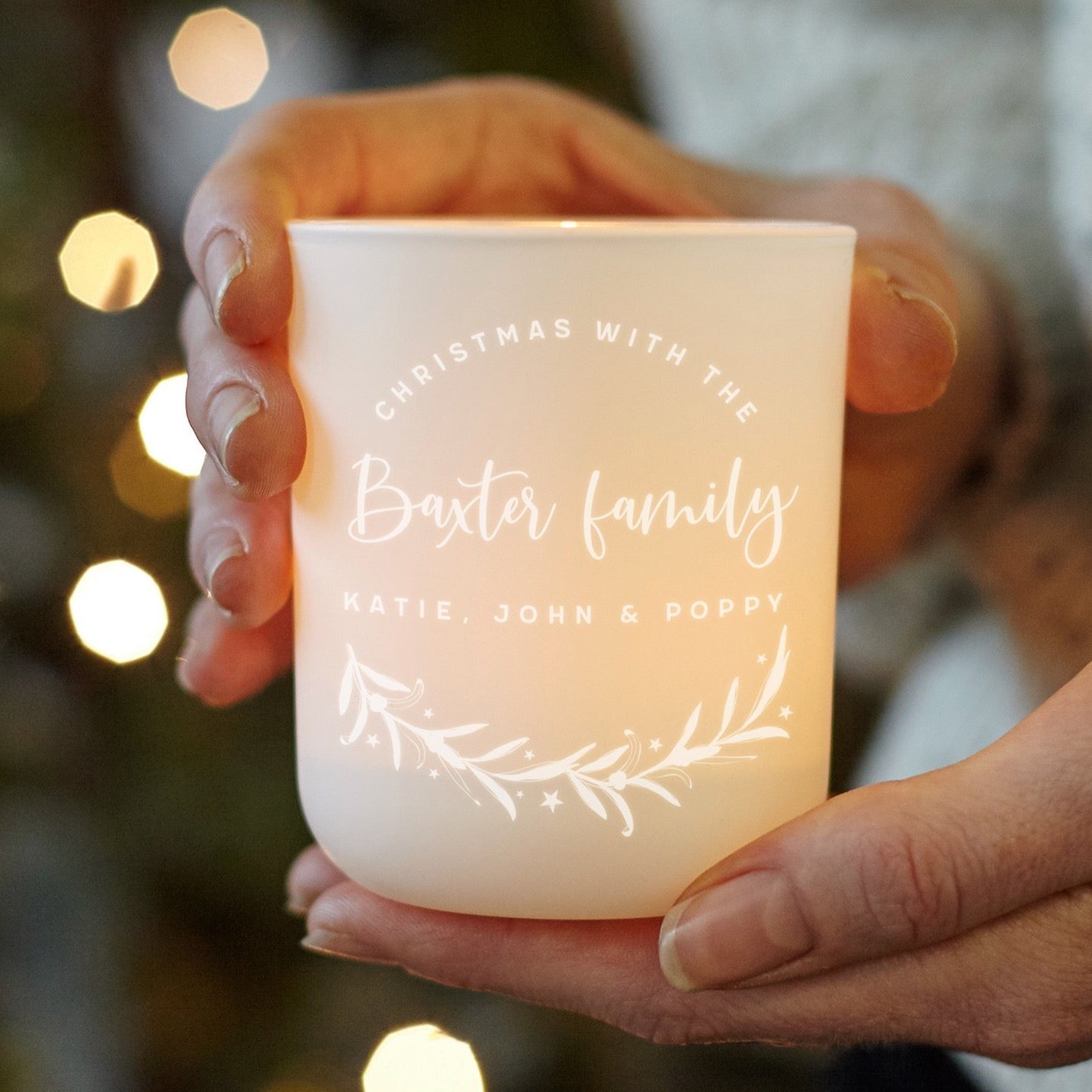 Christmas Gift Tea Light Holder Decoration – Family Holiday Warmth in Luxury Gift Box