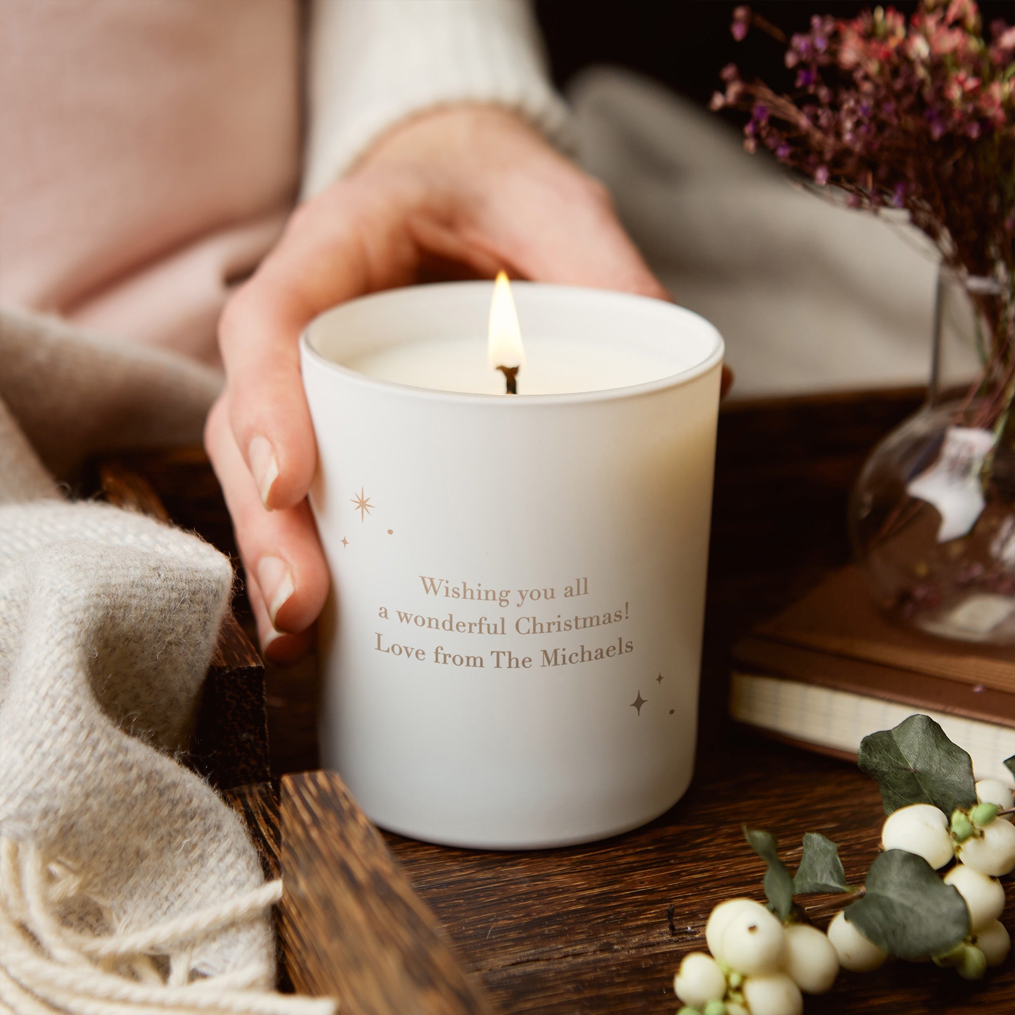 Christmas Gift for Family Engraved Candle – Scented Holiday Decor with Luxury Gift Box