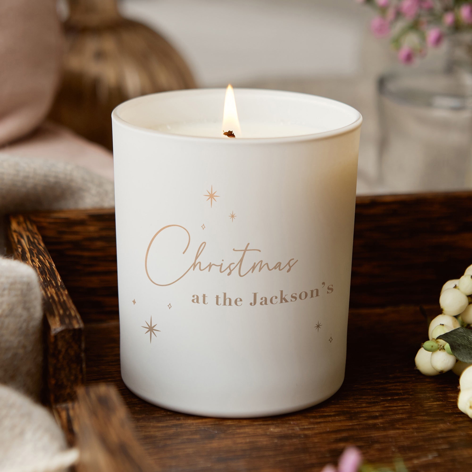 Christmas Gift for Family Engraved Candle – Scented Holiday Decor with Luxury Gift Box