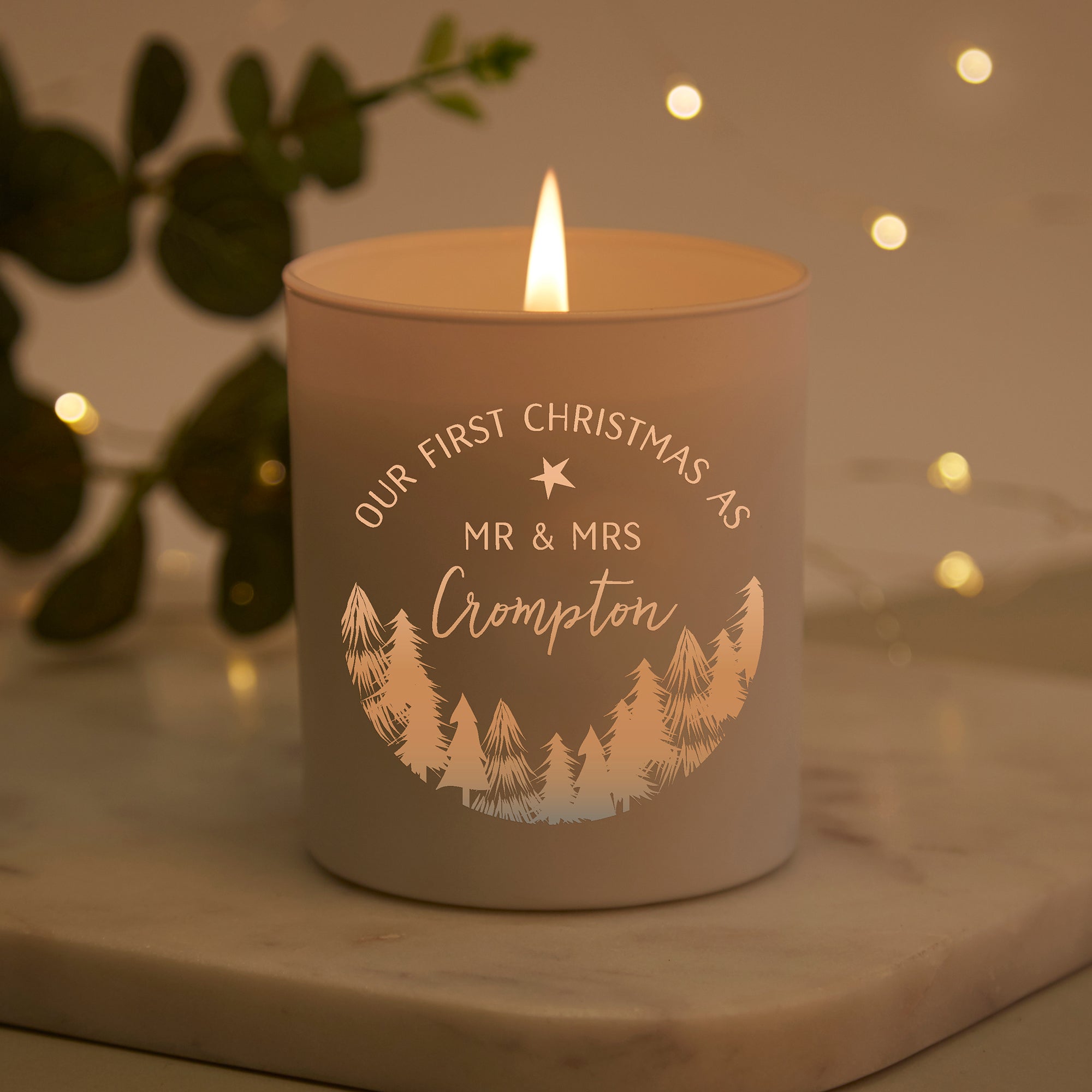 Wedding Gift First Married Christmas Glow Candle – Personalised Scented Luxury Gift Box