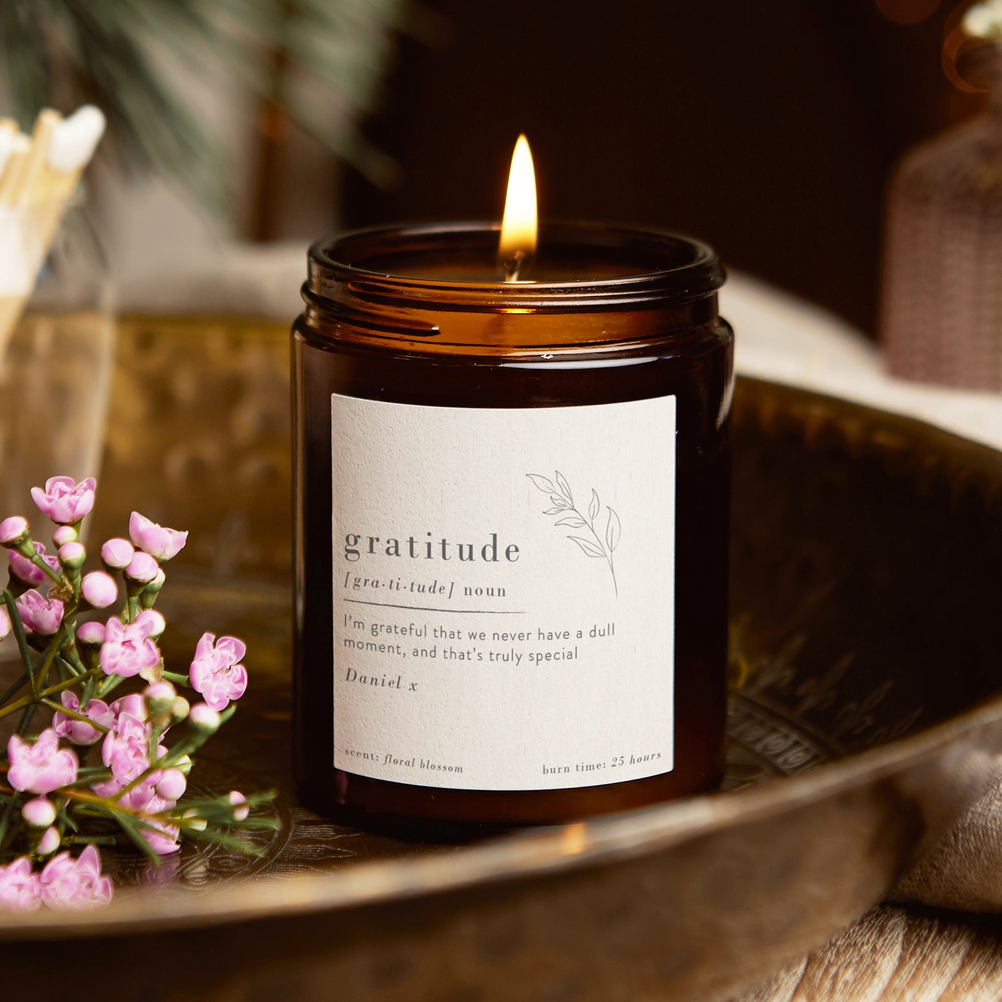 Thank You Gift Gratitude Mindfulness Jar Candle - Soy Wax Affirmation Candle in Luxury Box
