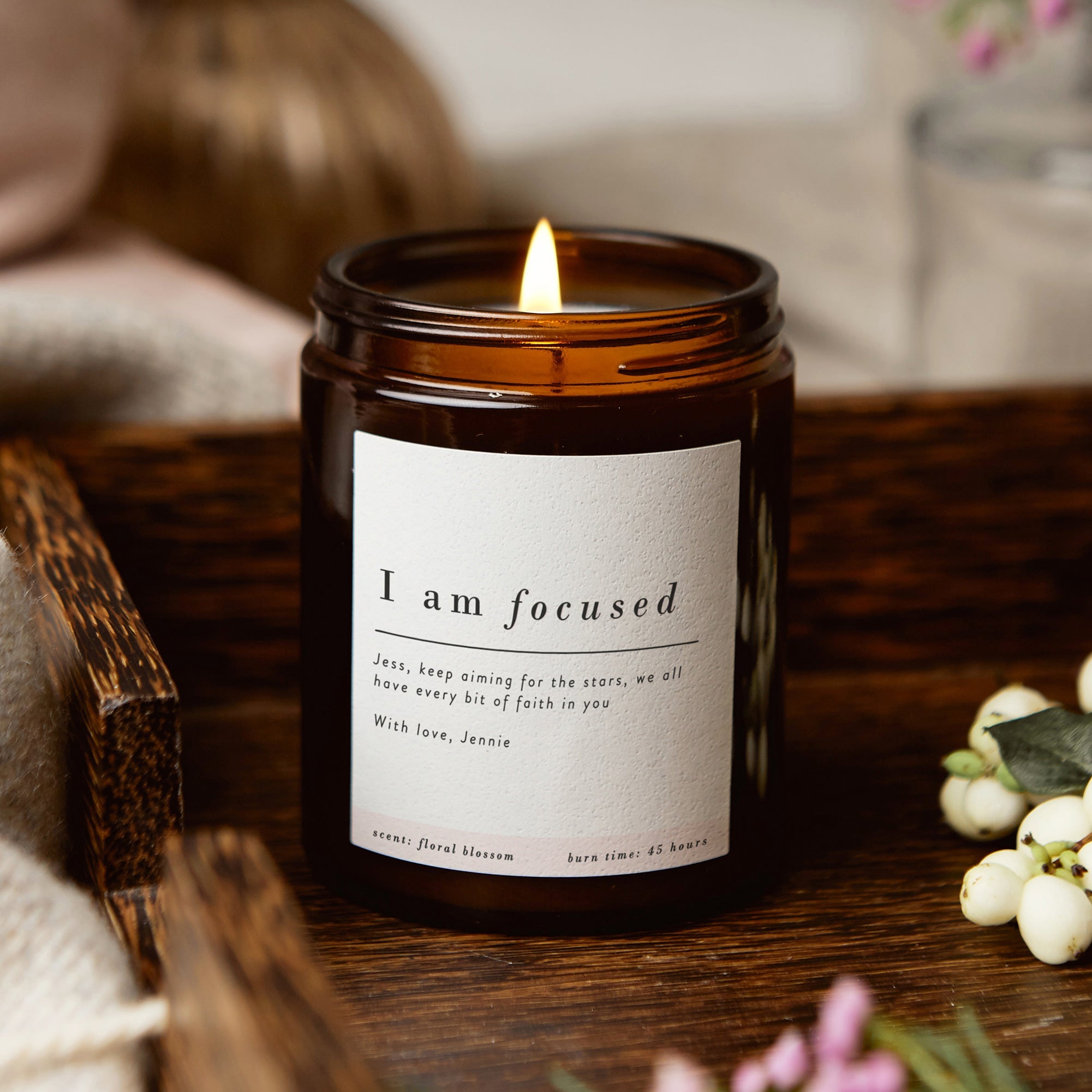 Mindfulness Gift I Am Focused Jar Candle - Soy Wax Affirmation Candle in Luxury Box