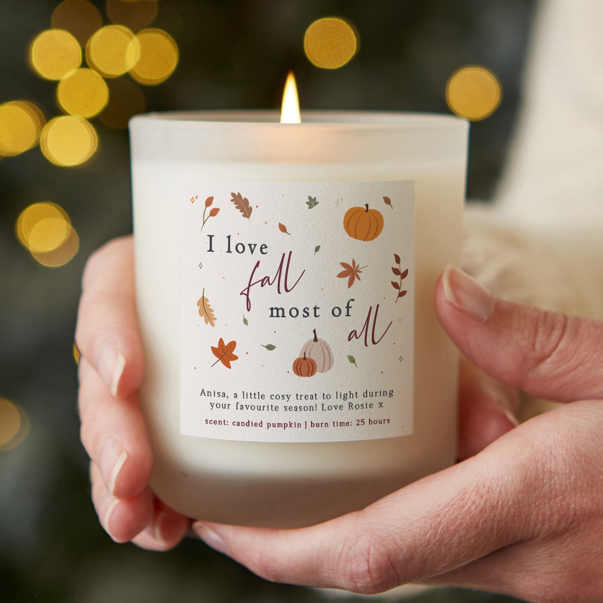 Autumn Gift I Love Fall Message Candle Scented Seasonal Home Decor Luxury Box Ready