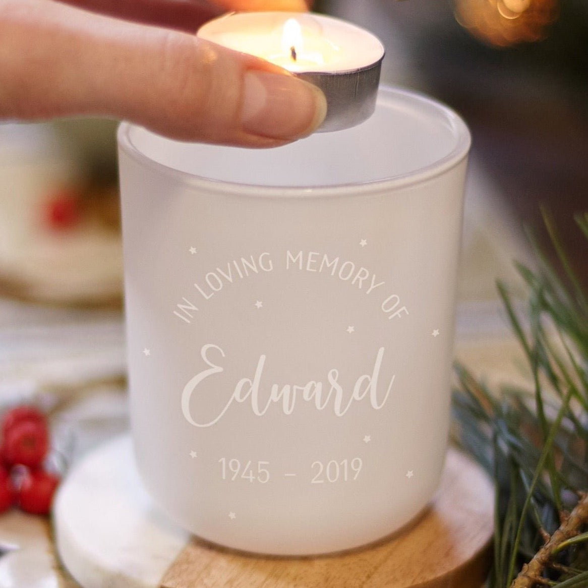 Memorial Gift In Loving Memory Tea Light Holder Personalized Candle Gift in Luxury Box