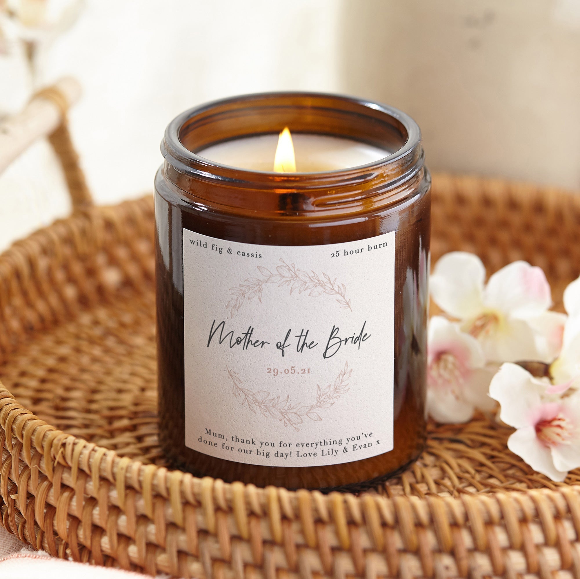 Mother of the Bride Gift Scented Candle – Personalised Wedding Thank You Gift in Luxury Box