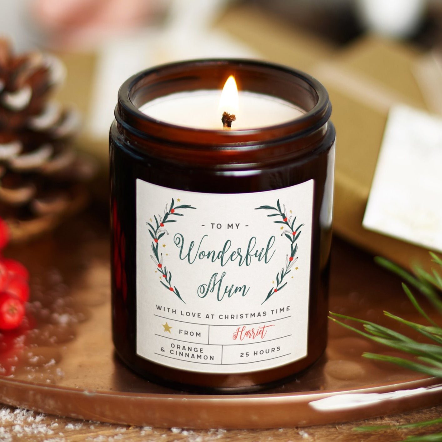 Christmas Gift for Mum – Wonderful Personalised Scented Candle in Luxury Gift Box