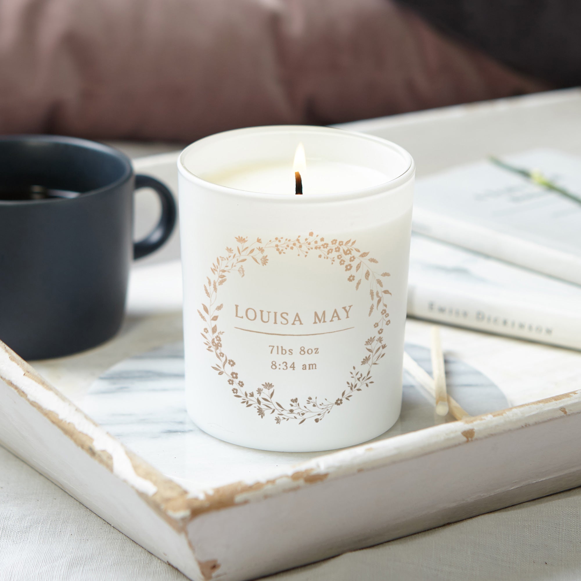 New Baby Gift Keepsake Candle – Engraved Candle for Baby Shower, Gift-Ready Luxury Box
