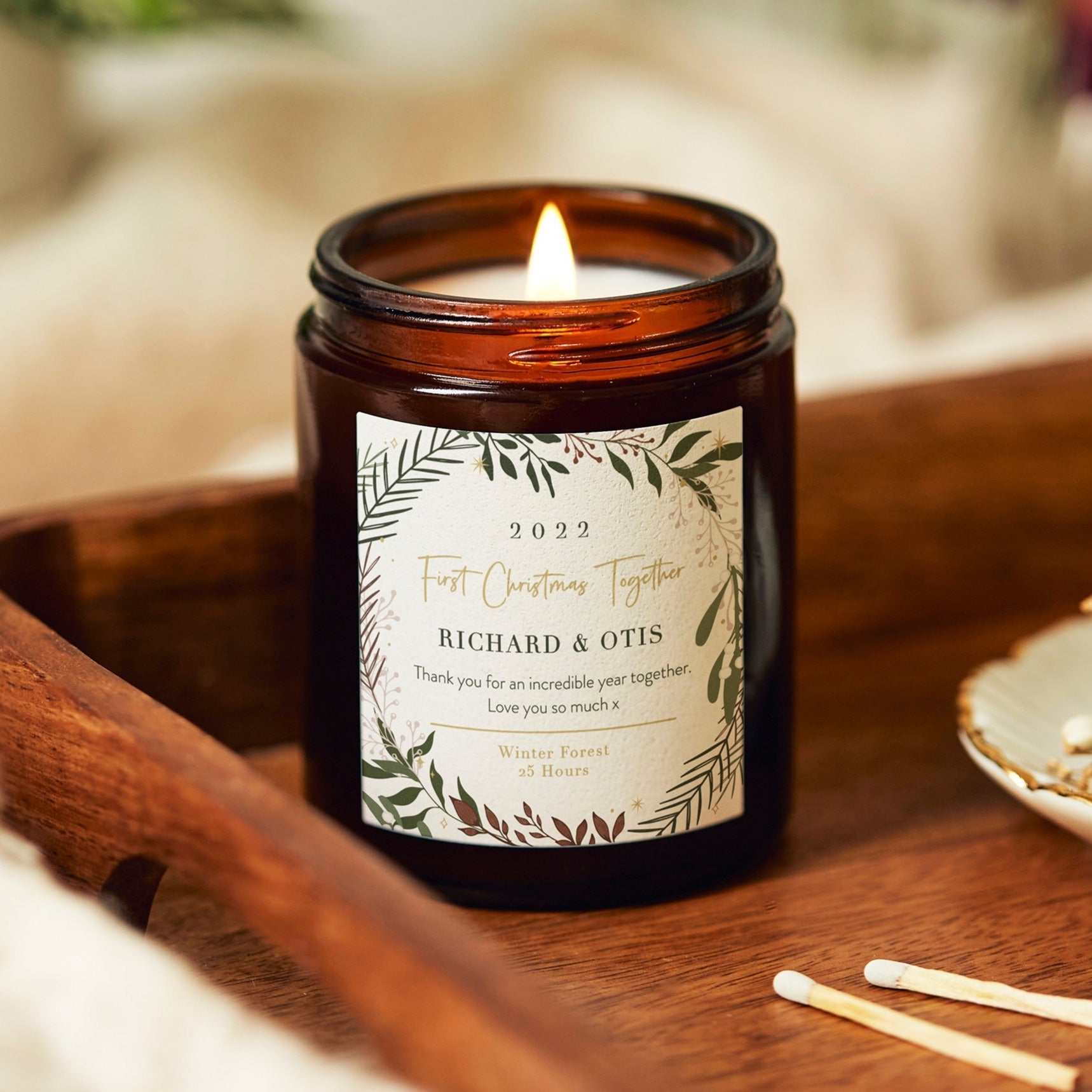 First Christmas Together Gift Botanical Candle – Romantic Gift for Girlfriend in Luxury Box