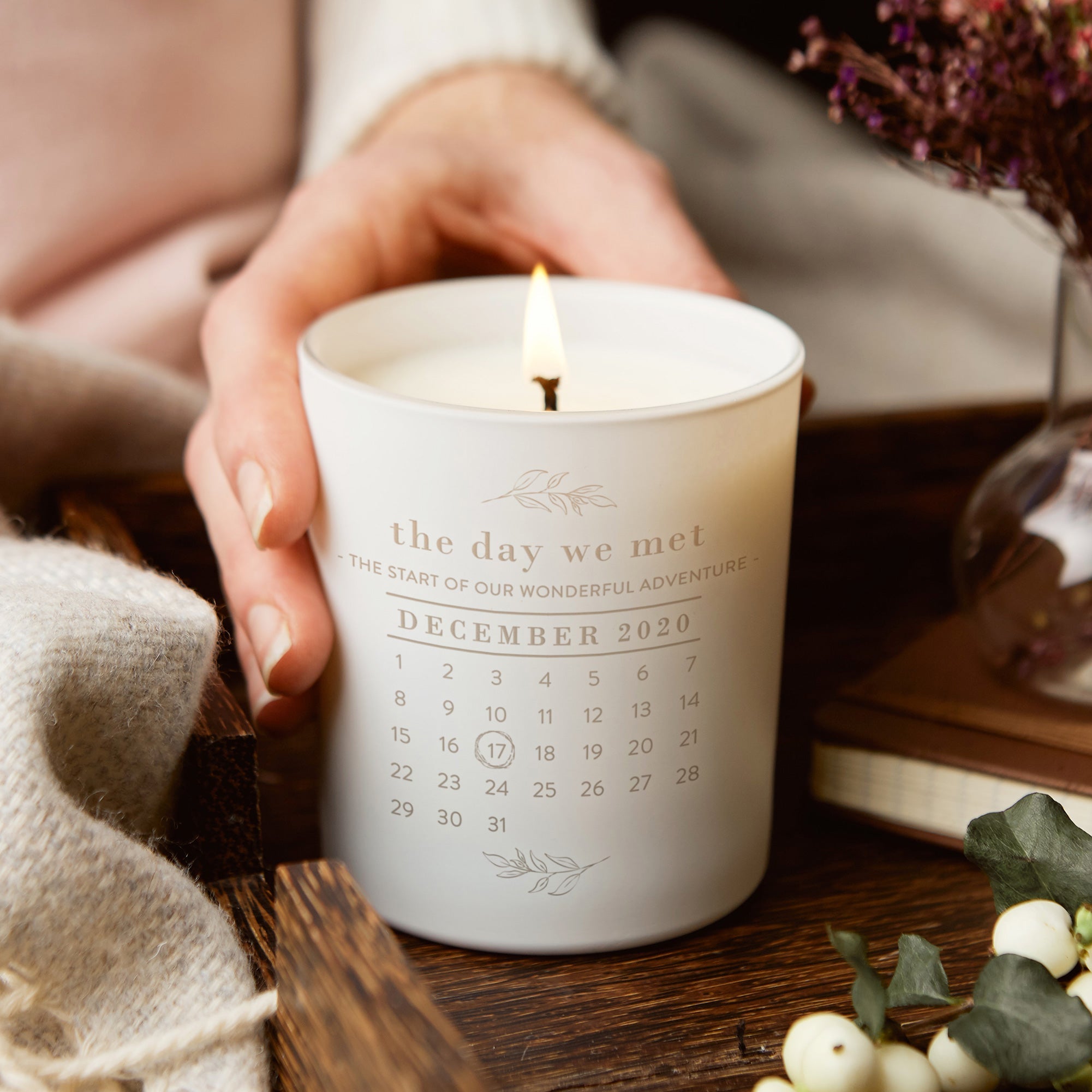 Anniversary Gift Special Date Glow Through Candle - Unique Scented Gift in Luxury Box