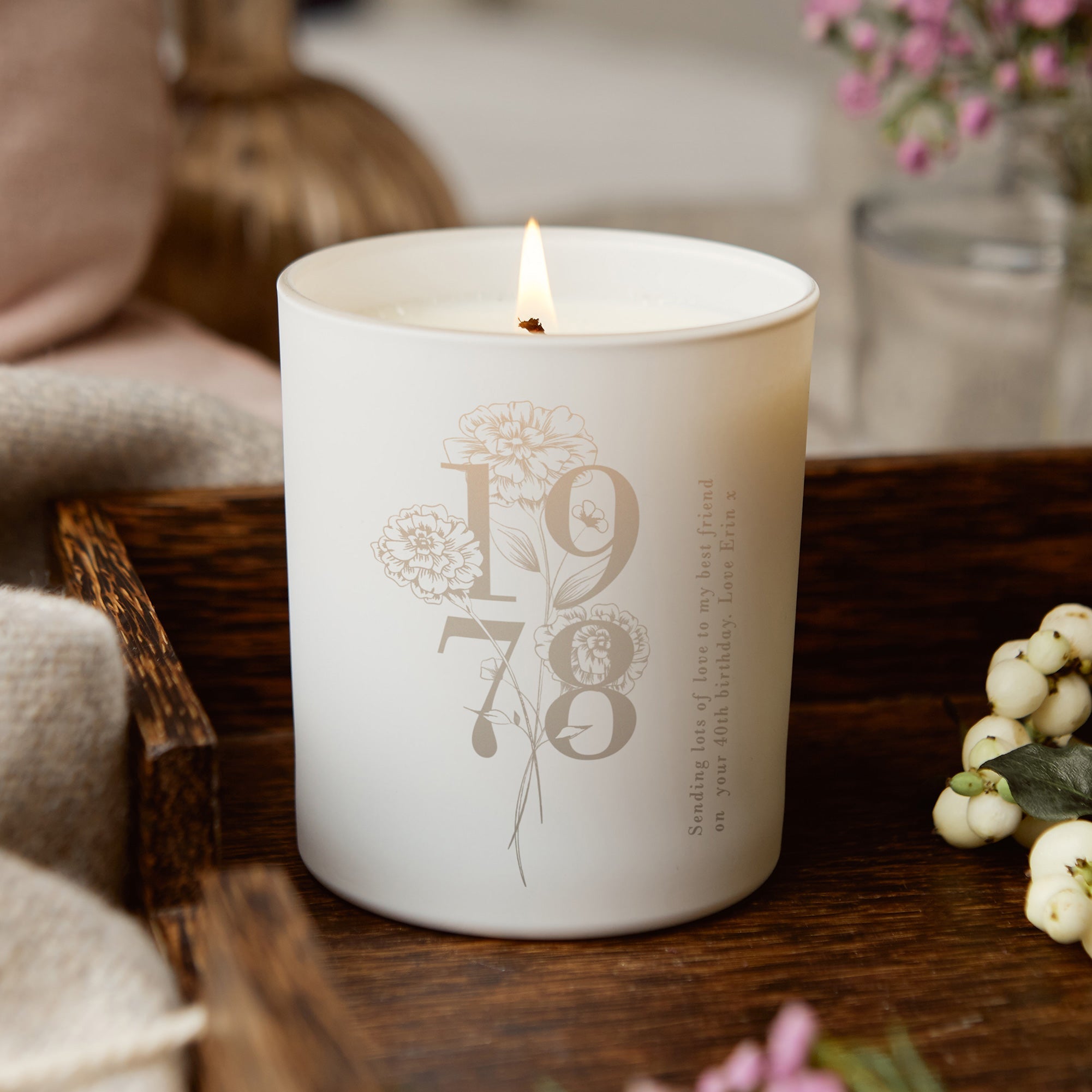 Birthday Gift Any Year Glow Through Candle - Engraved Soy Wax in Luxury Gift Box