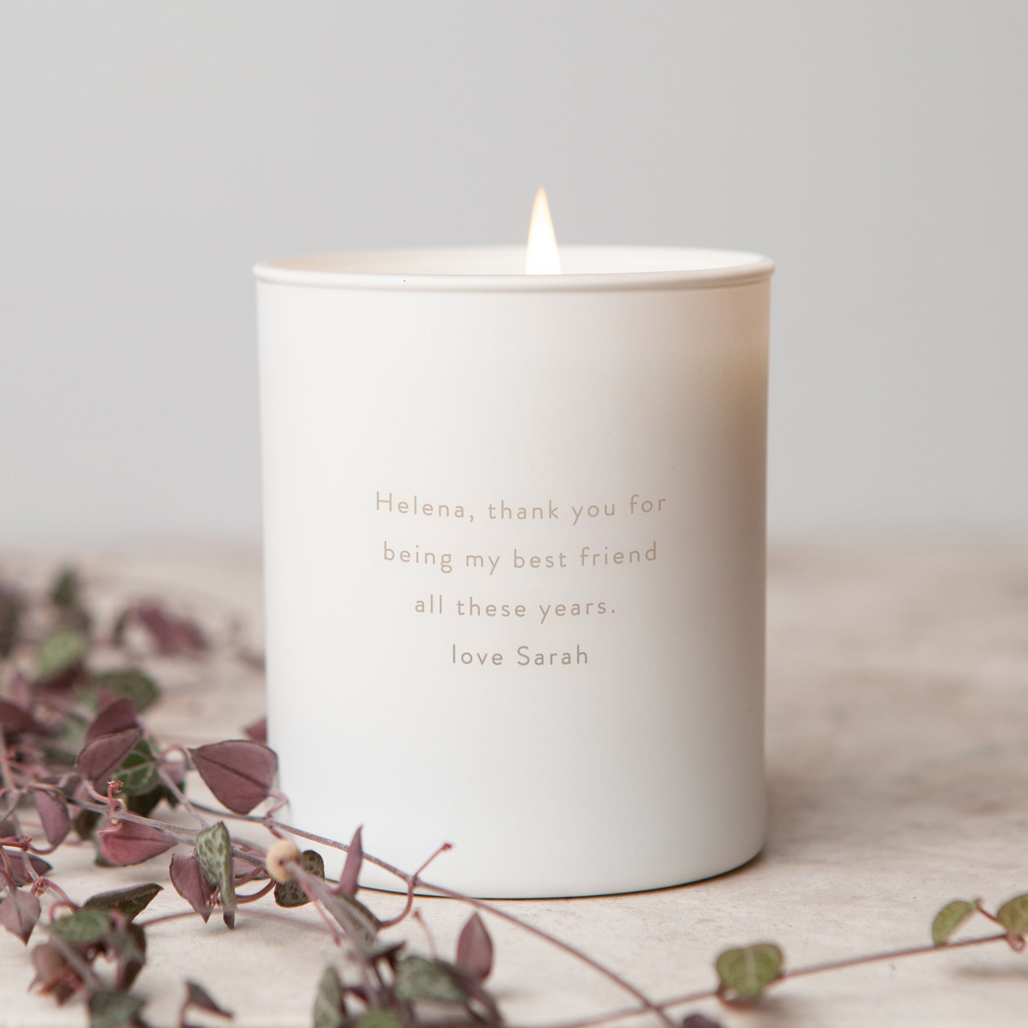Birthday Gift Initial Flower Personalised Glow Through Soy Wax Candle in Luxury Box