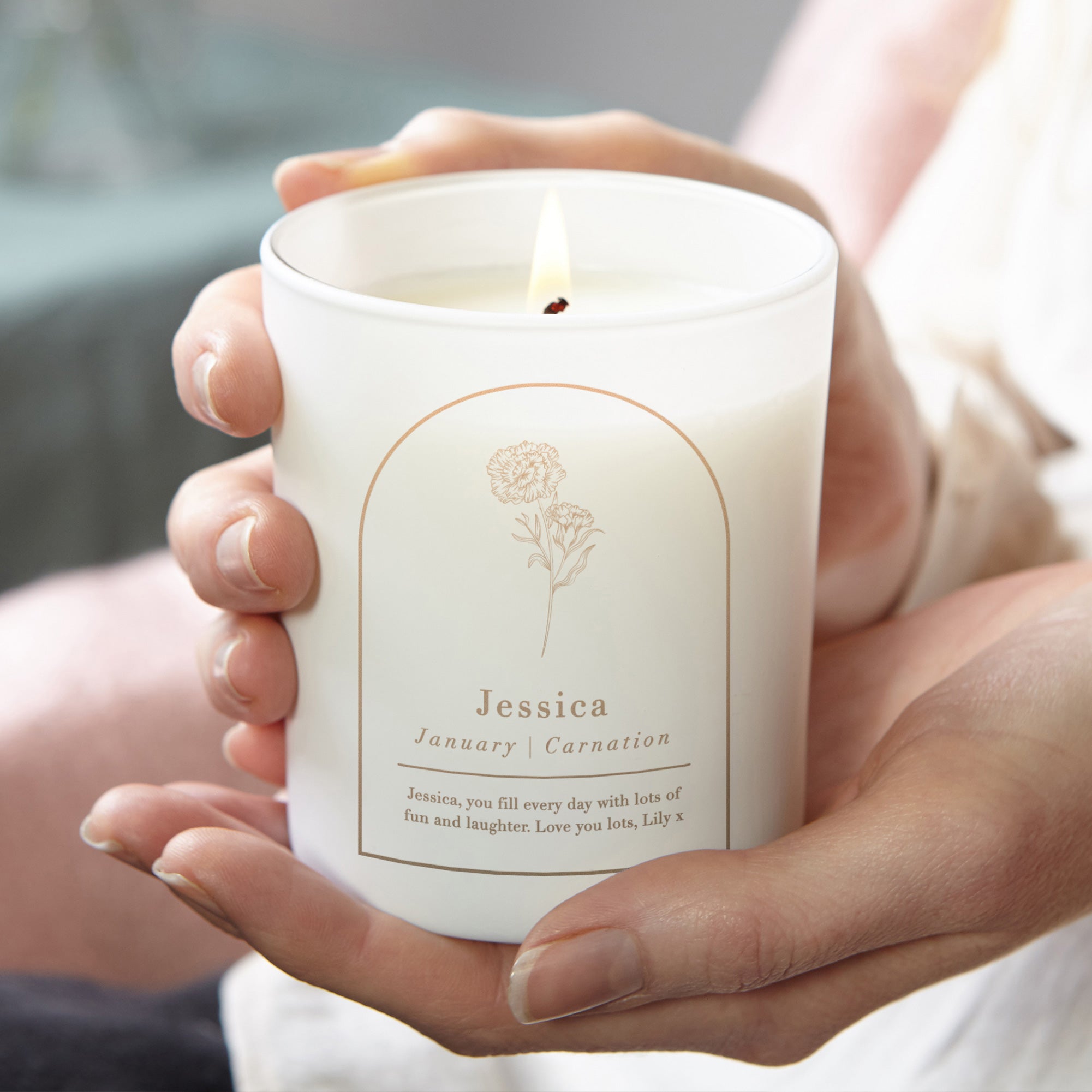 Birthday Gift for Her - Personalised Soy Wax Birth Flower Arch Candle in Luxury Box