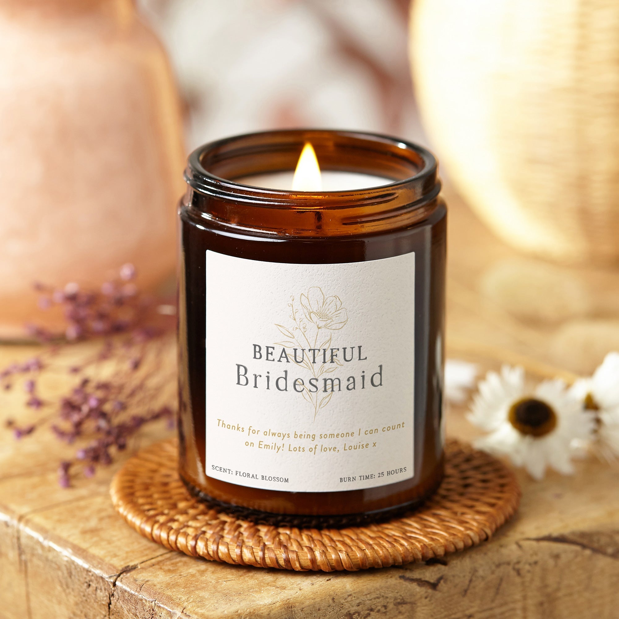 Wedding Gift Bridesmaid Jar Candle Personalised Scented Luxury Thank You Gift Box