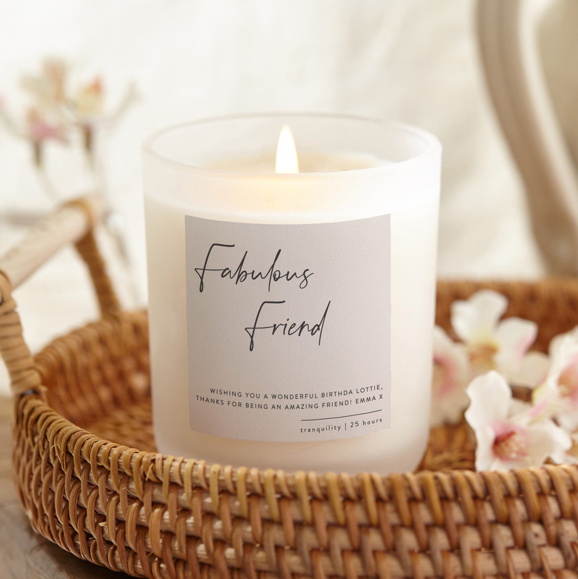 Birthday Gift Fabulous Friend Script Candle - Scented, Luxury Gift-Ready Packaging Included