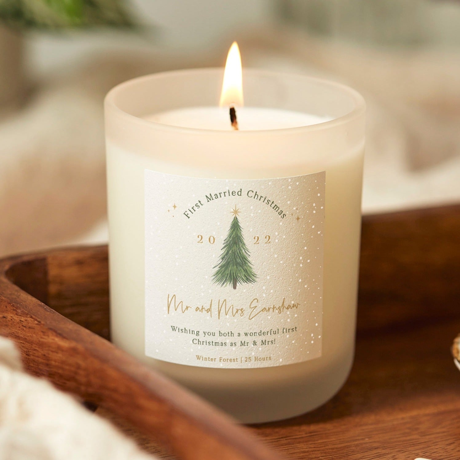 First Married Christmas Candle Gift for Couples – Personalised Luxury Gift-Ready Box
